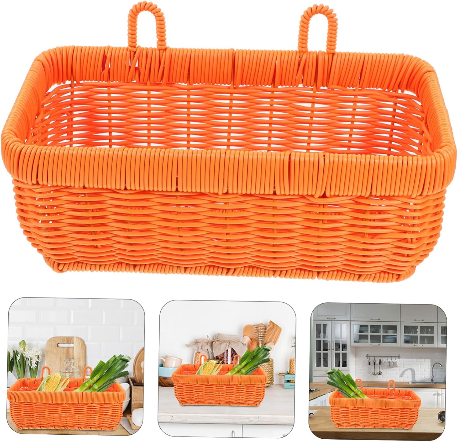 PRETYZOOM 3pcs Woven Vegetable Rack Kitchen Decor Fruit Basket Wall Hanging Storage Baskets