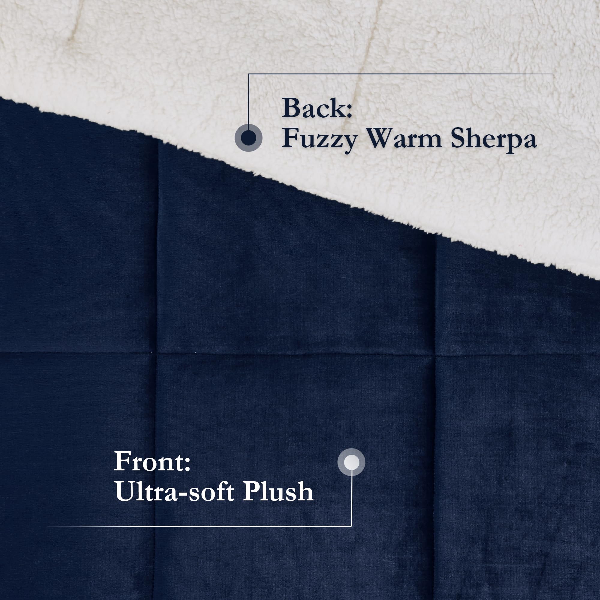 Woolrich Down Alternative - Set di biancheria da letto invernale con piumino, in poliestere, blu navy/avorio, per letto matrimoniale