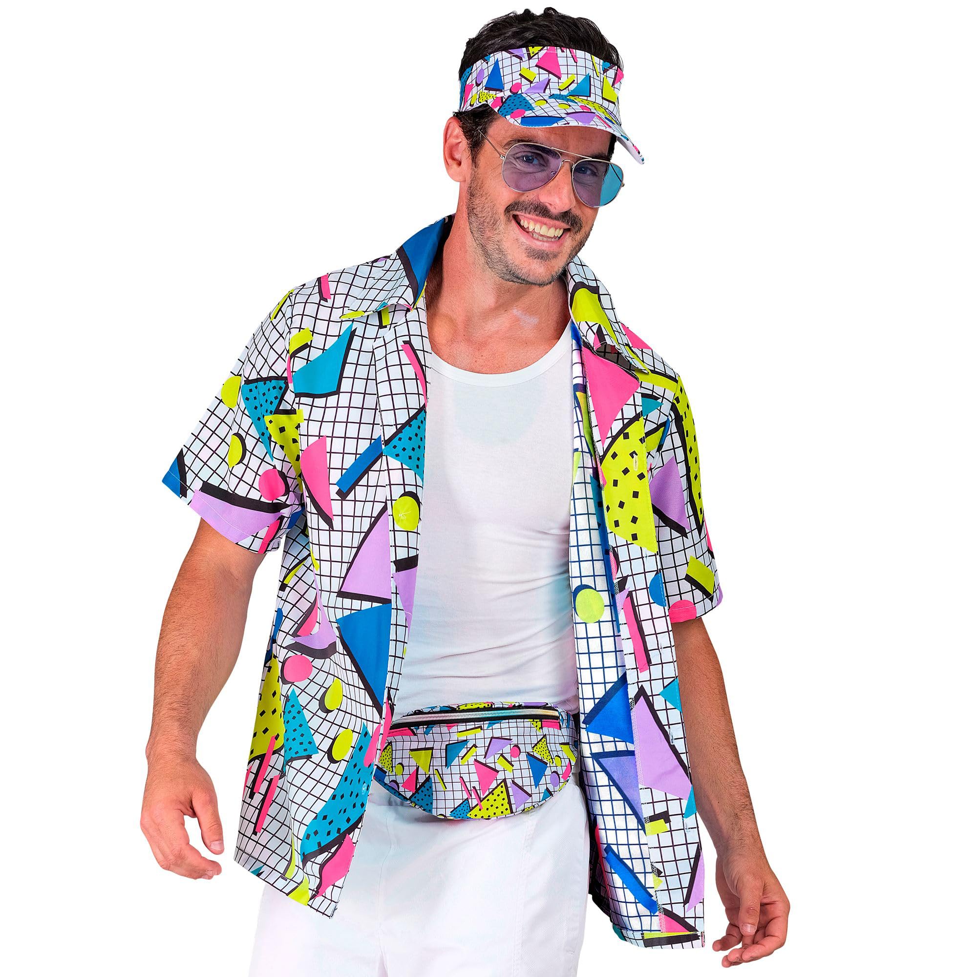 W WIDMANN MILANO Party Fashion - Camicia Funky Fashion anni '80, outfit da festa, camicia, top, costumi di Carnevale
