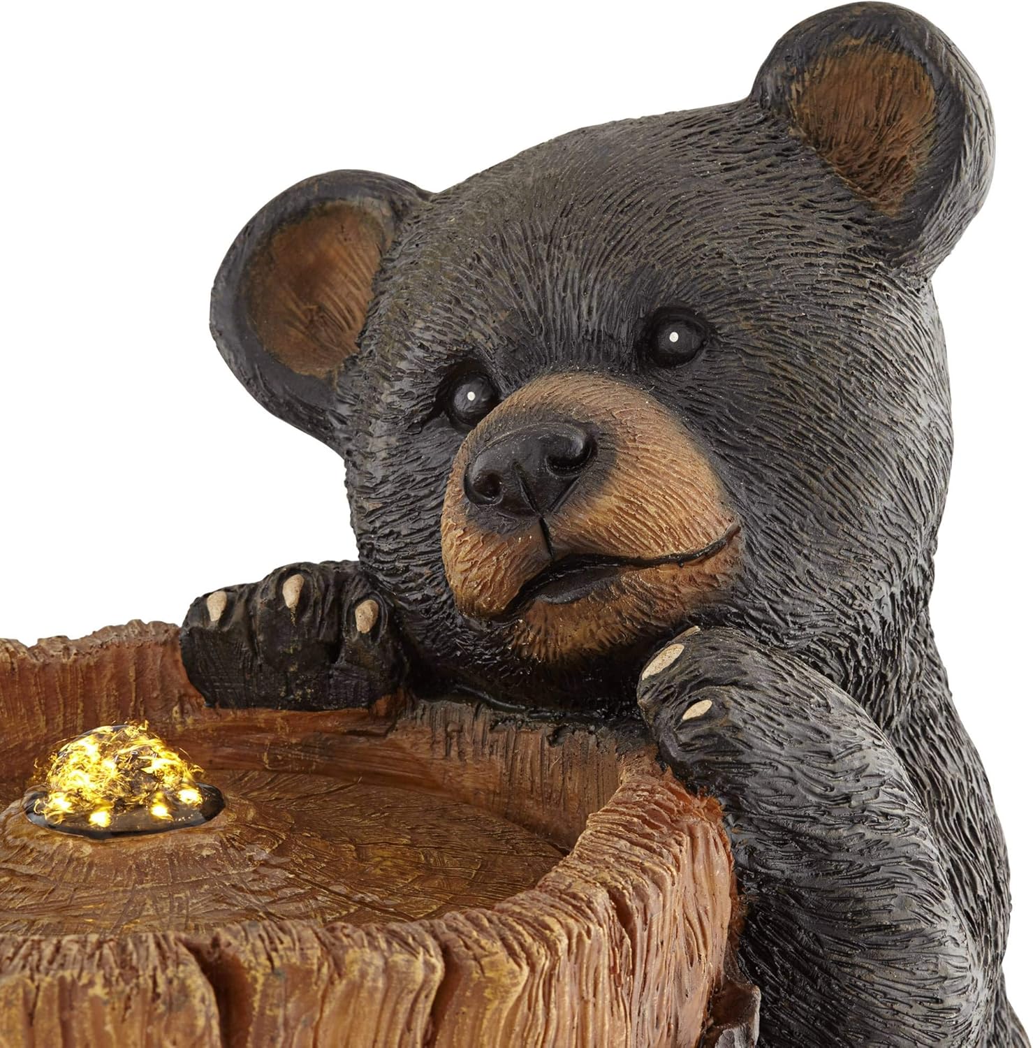 Bear Cubs on Log 28 1/2" High Large Rustic Indoor Outdoor Cottage Core Decor Resin Floor Fountain with Light LED Standing Bubbler Water Feature for Outside Garden Patio Yard Backyard - John Timberland