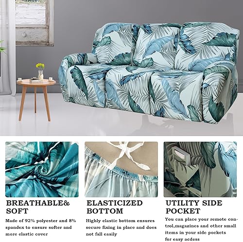 Miniatura 5 de Fundas elásticas para sofá reclinable, 8 piezas, fundas para sillas reclinables grandes, fundas para sofá reclinable de 3 asientos, lavable,