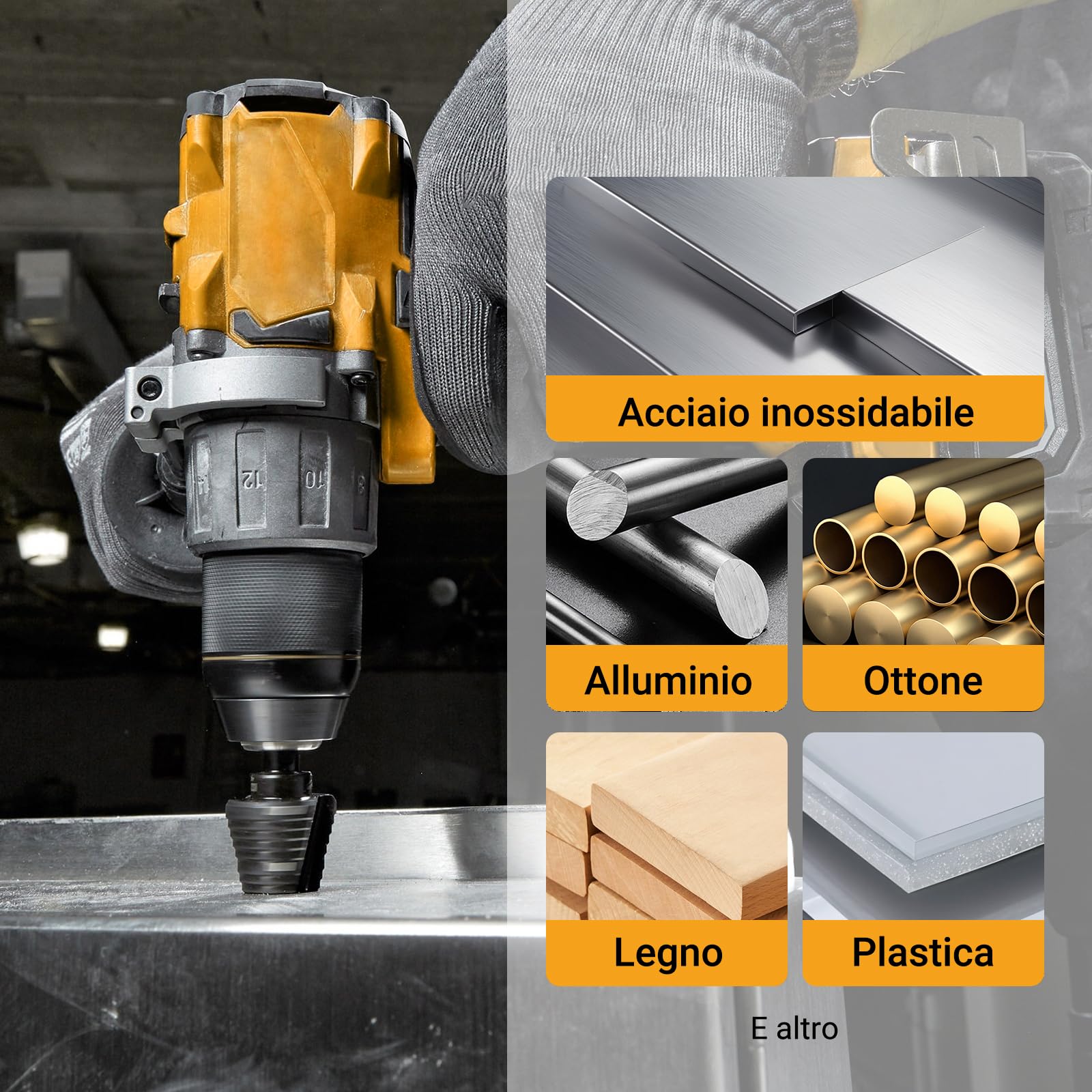 15 Livelli Fresa Conica M35 AlTiN, 4-32 mm, Punta Conica per Acciaio Inossidabile, Ferro, Alluminio, Plastica e Legno, Hss Punte Coniche Professionali