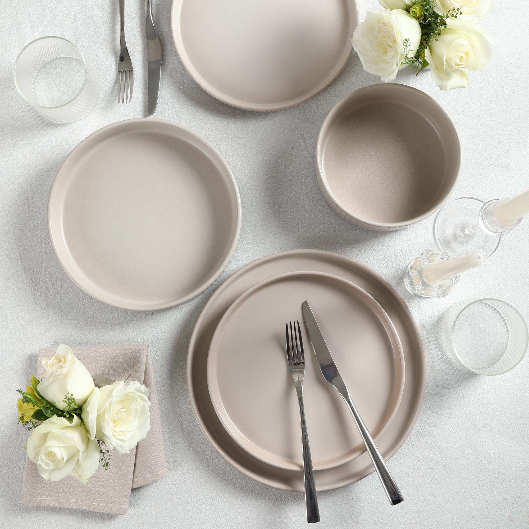Stone Lain Haven Modern Lot De 4 Assiettes Plates En Grès Pour 4