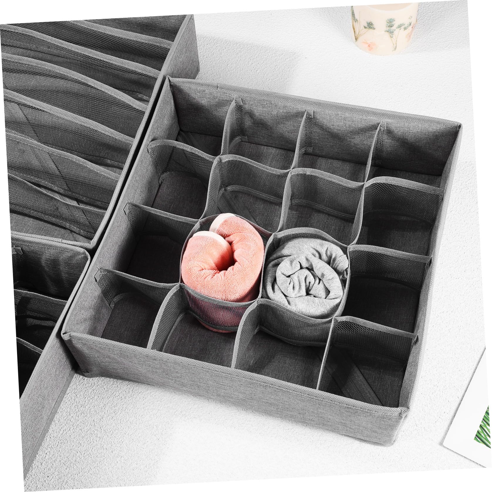 Beavorty 4stücke Faltbare Schubladenbox mit Fächern Unterwäsche Organizer aus Langlebigem Pp für Socken Bh Krawatten und Babybekleidung Platzsparend und Waschbar für Kleiderschrank