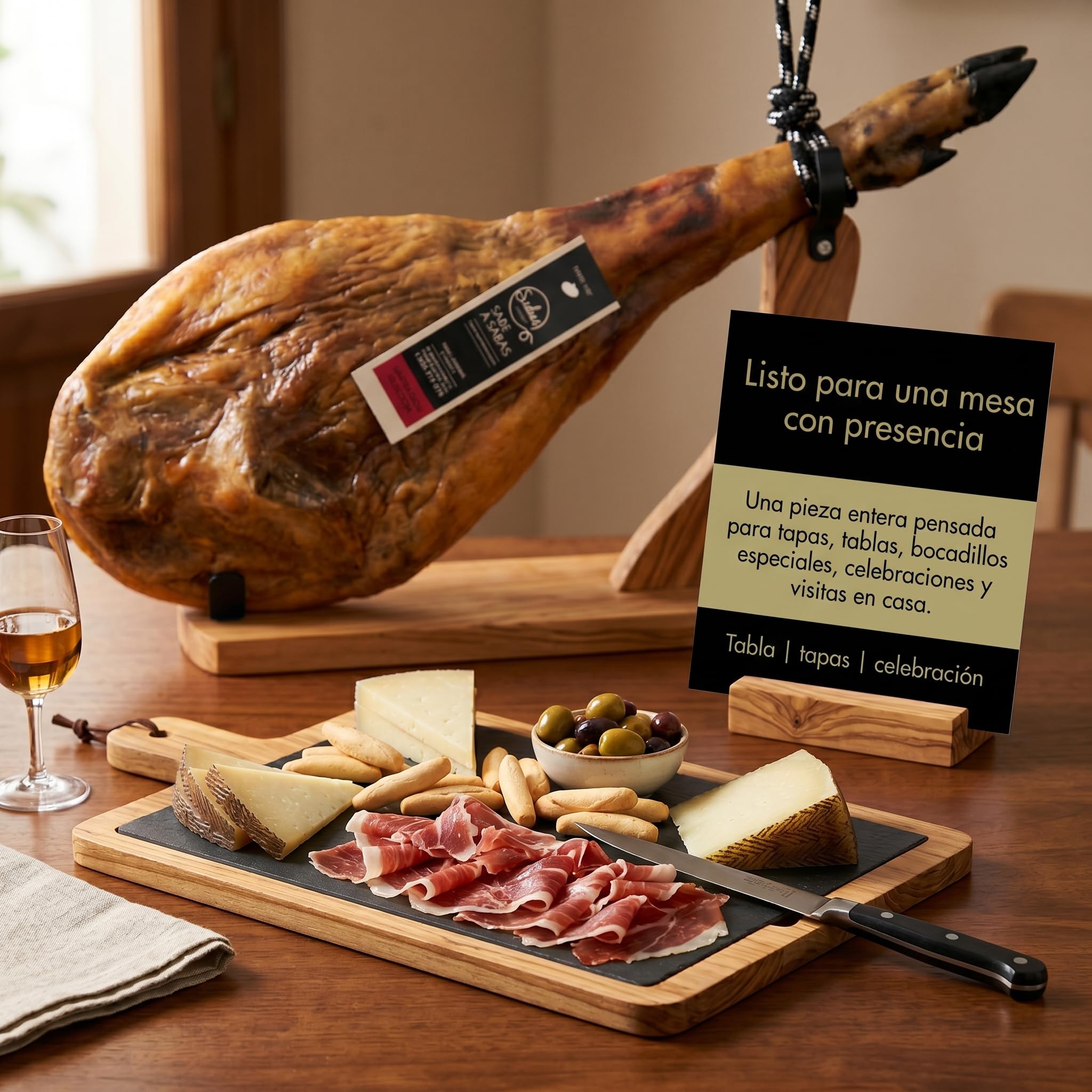 Jamon Duroc Gran Seleccion Curado 24 Meses Pieza Entera con Hueso 7 kg | Peso aproximado de siete kilos, secado lento en bodega, sin sulfitos declarados; para regalo, hosteleria, Navidad y eventos