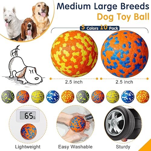 Miniatura 2 de Paquete de 10 pelotas para perros para masticadores agresivos de 2.5 pulgadas, pelota de tenis interactiva para perros, juguetes resistentes para