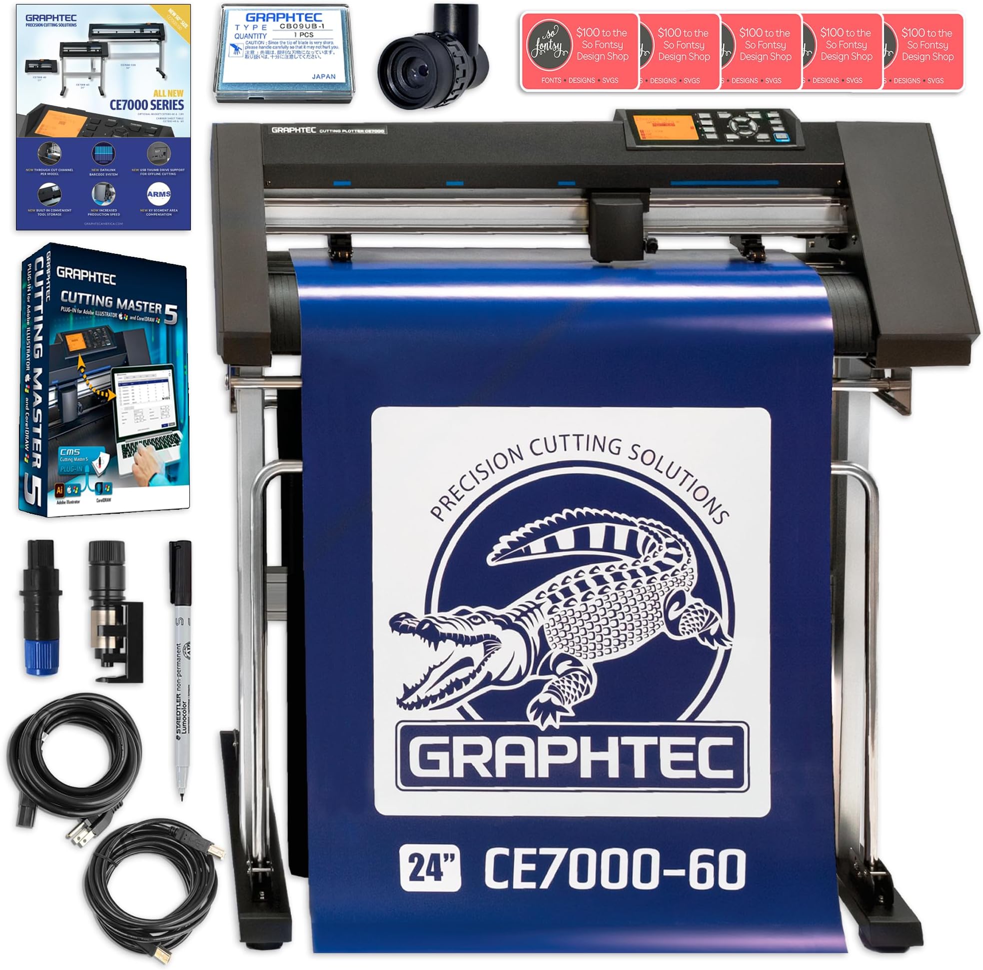Graphtec CE7000-60 Plus - 24" Vinyl Cutter with Deluxe Software Package and 2 Year Warranty
