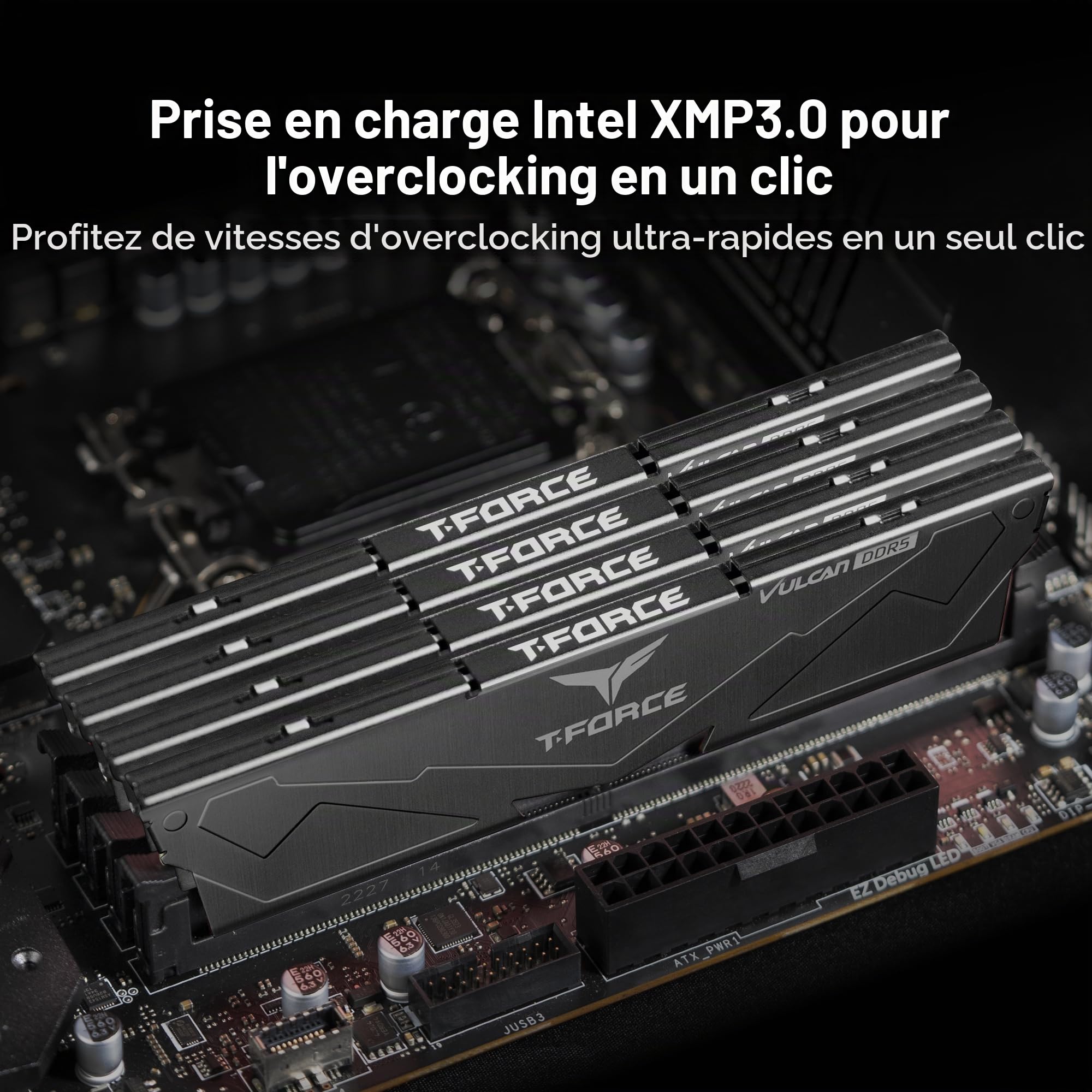TEAMGROUP T-Force Vulcan FLBD532G6000HC38ADC01 Module de mémoire RAM DDR5 32 Go (2 x 16 Go) 6000 MHz (PC5-48000) CL38 Noir