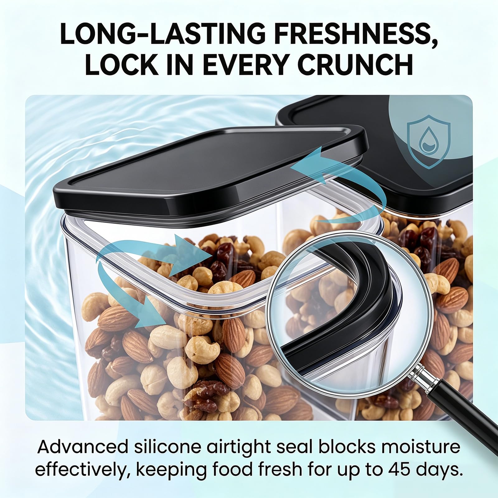 Müslispender 2er Set 3l Luftdichter Cornflakes Spender Behälter Große Kapazität Automatic Rice Storage Geeignet Klare Frischhaltedosen mit Deckel für Müsli Snacks Cereal Dispenser (Schwarz)