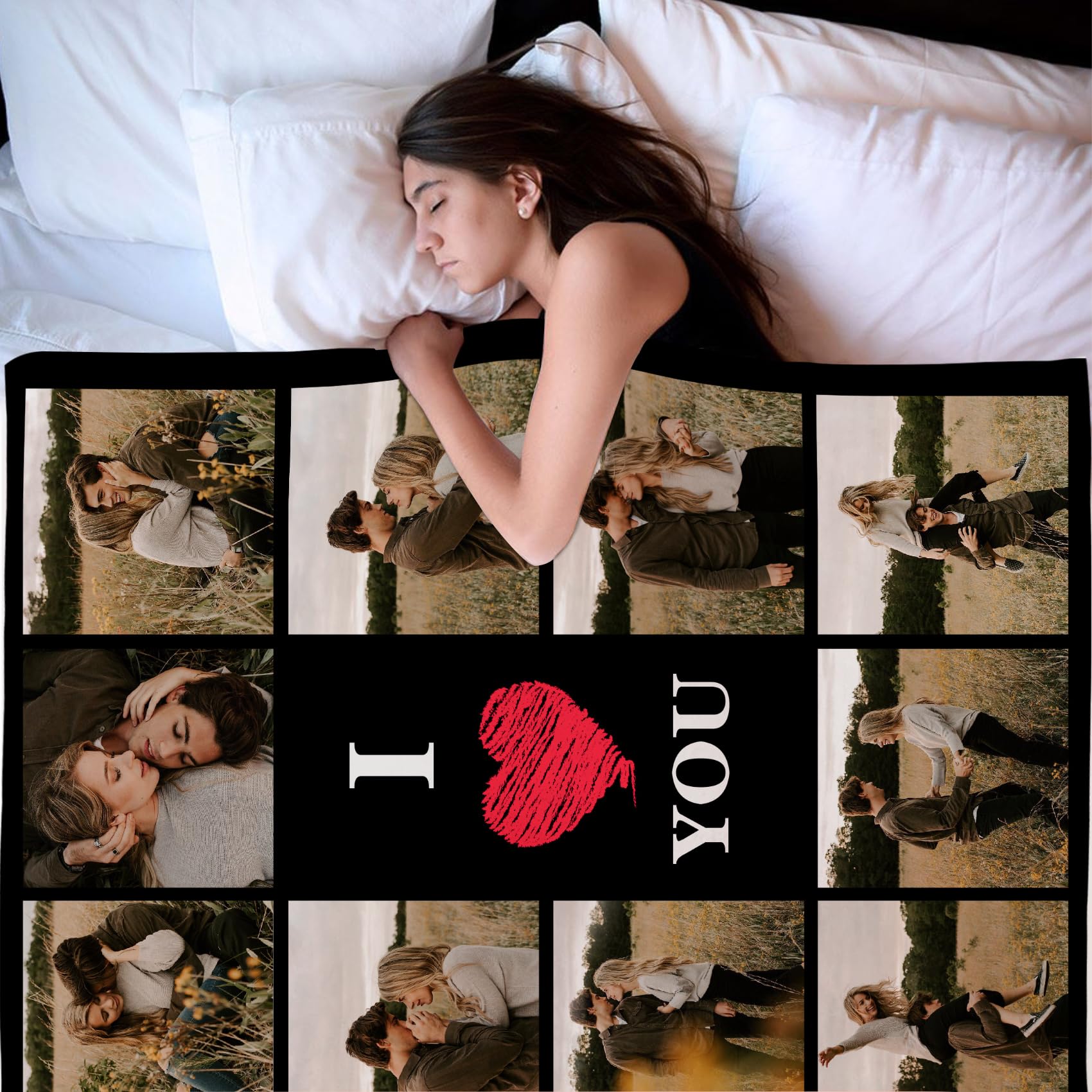 XNBTIM Plaid Personnalisé Photo - Couverture Douce Flanelle Cadeau Unique Famille Couple