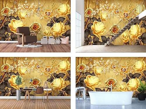 Miniatura 9 de Dslbz Feather Gold abd - Papel tapiz de pared negro para dormitorio (no se puede despegar y pegar)