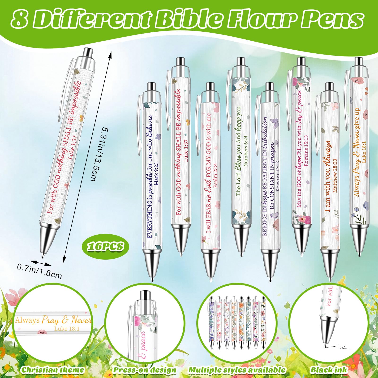 48 Pcs Christian Gifts Bulk for Women Flower Bible Verse Notebooks Scripture Pens Magnetic Cross Bookmarks Religious Notepad Pen Inspirational Gift for Coworker Colleague Teacher Church Sunday School - Image 2