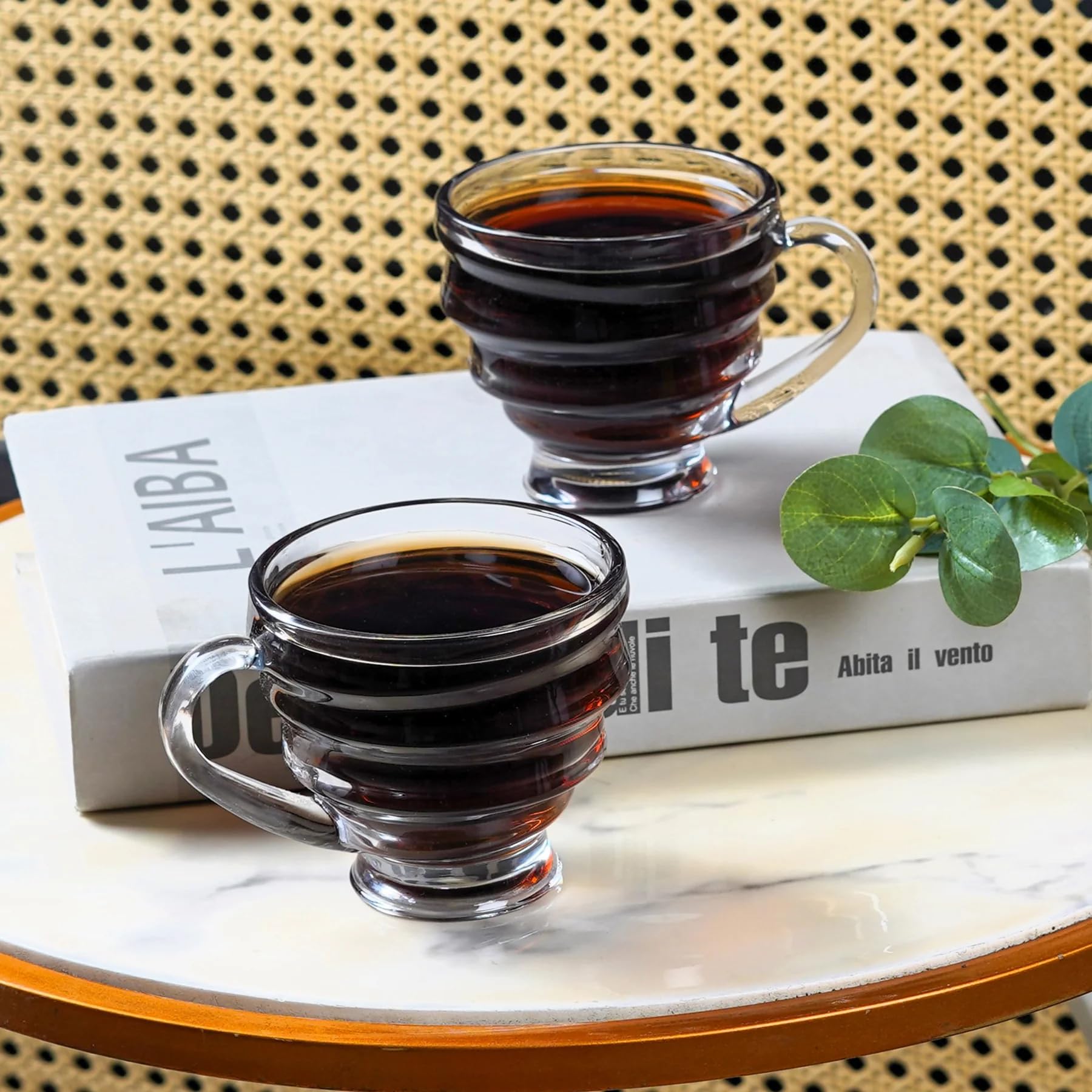 Glass Tea Cups Set of 6 - Elegant Drinkware -6