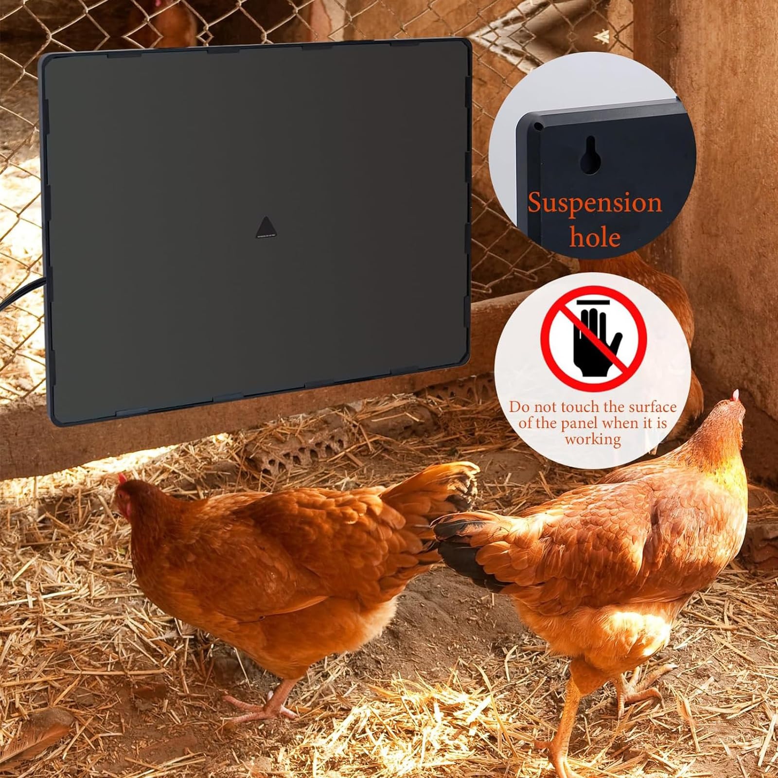 Calentador de Gallinero, Calentador de Pollo de Calor Radiante con Temperatura Ajustable, Calentador Rápido de 160W para Gallinero con Termostato, Más Seguro Que la Lámpara Criadora