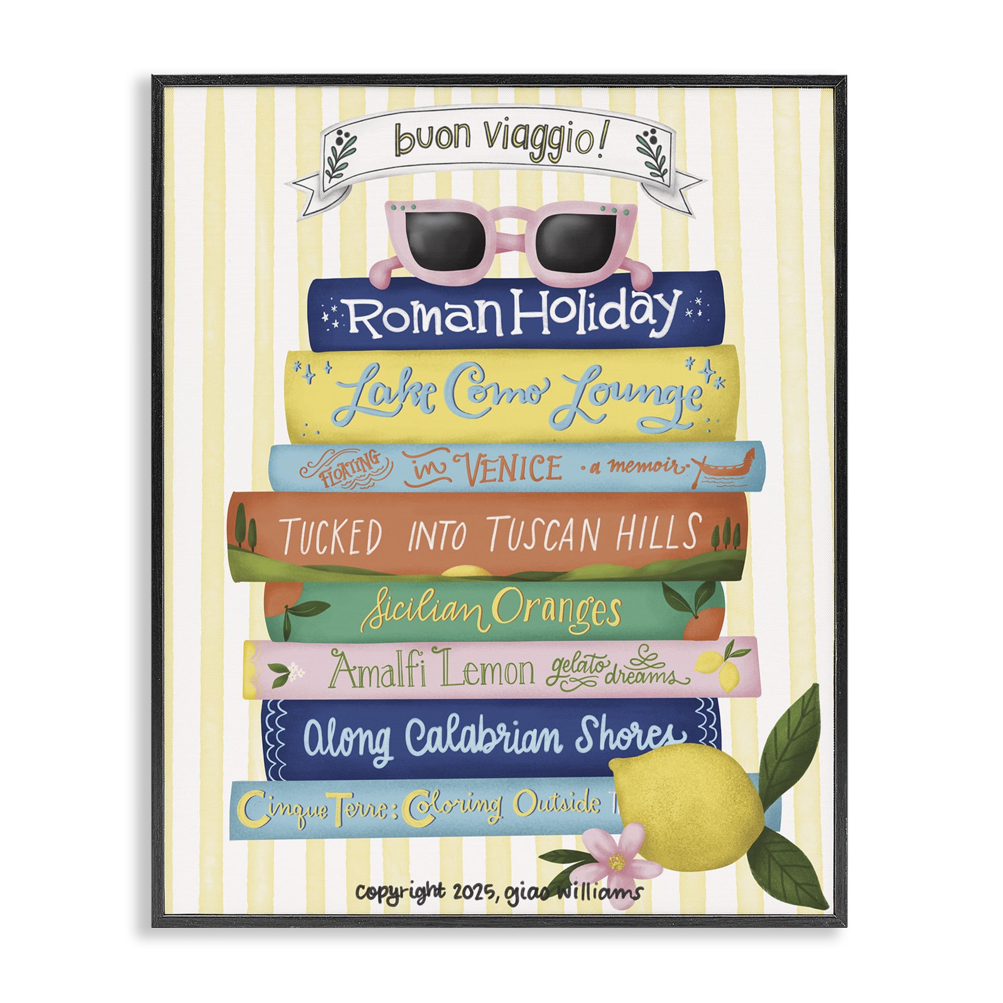 'Buon Viaggio Travel Books'| Framed Giclee Art
