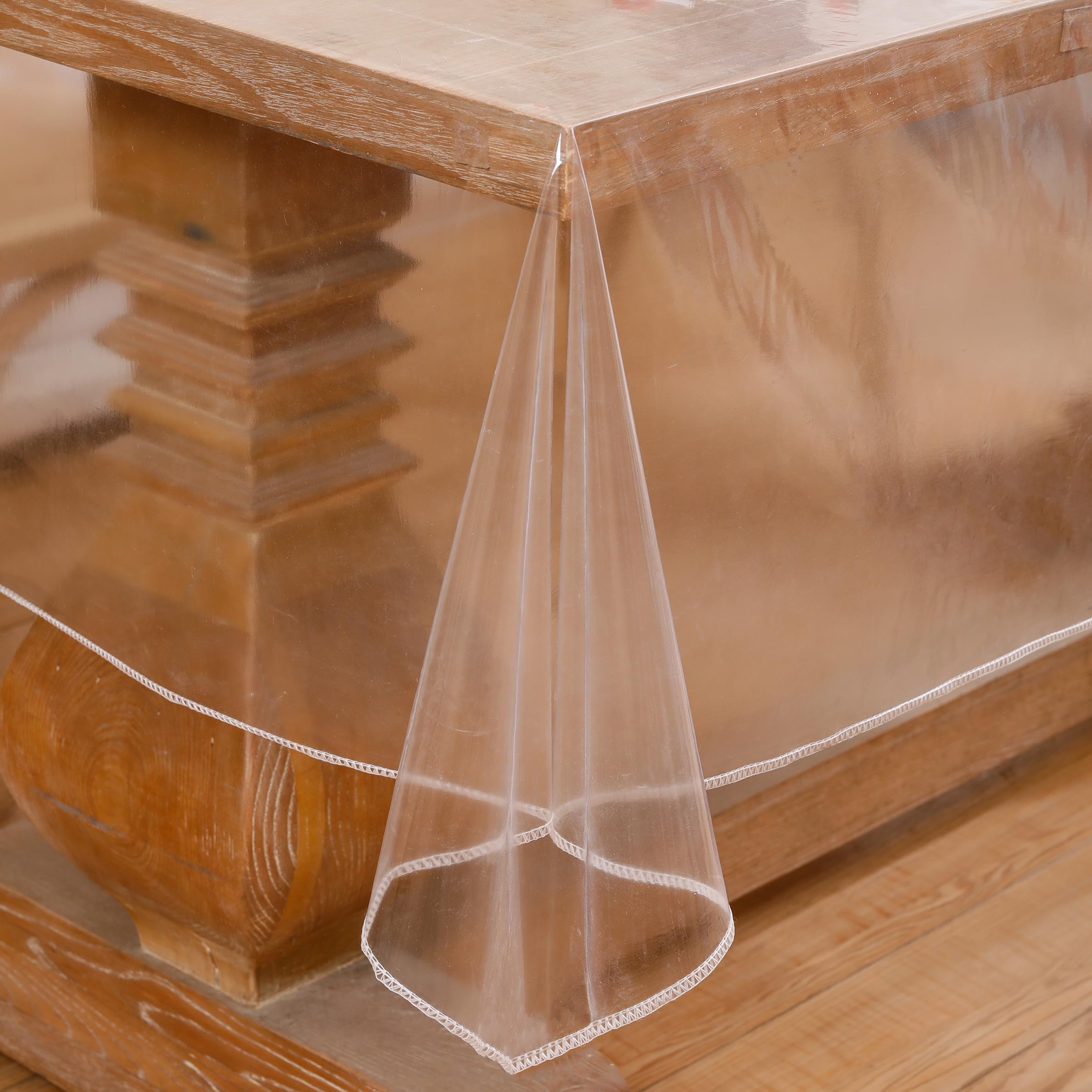 Rectangular Clear Table Cover Protector,100% Waterproof Oil-Proof Vinyl,Plastic,PVC Tablecloth Sheet Oil Spill Proof Wipe Clean Table Cover for Dining Table Parties & Camping (54X54 Inch)