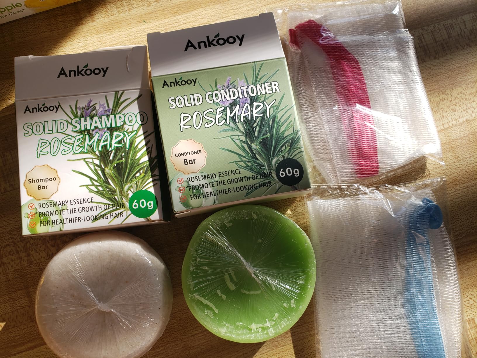 ANKOOY 2 Pack Rosemary Oil Shampoo Bars and Conditioner Set,Bar Shampoo and Conditioner for Men and Women, Strengthens Hair, Thickens Strands, Controls Oil, Supports Scalp Health, Reduces Hair Loss
