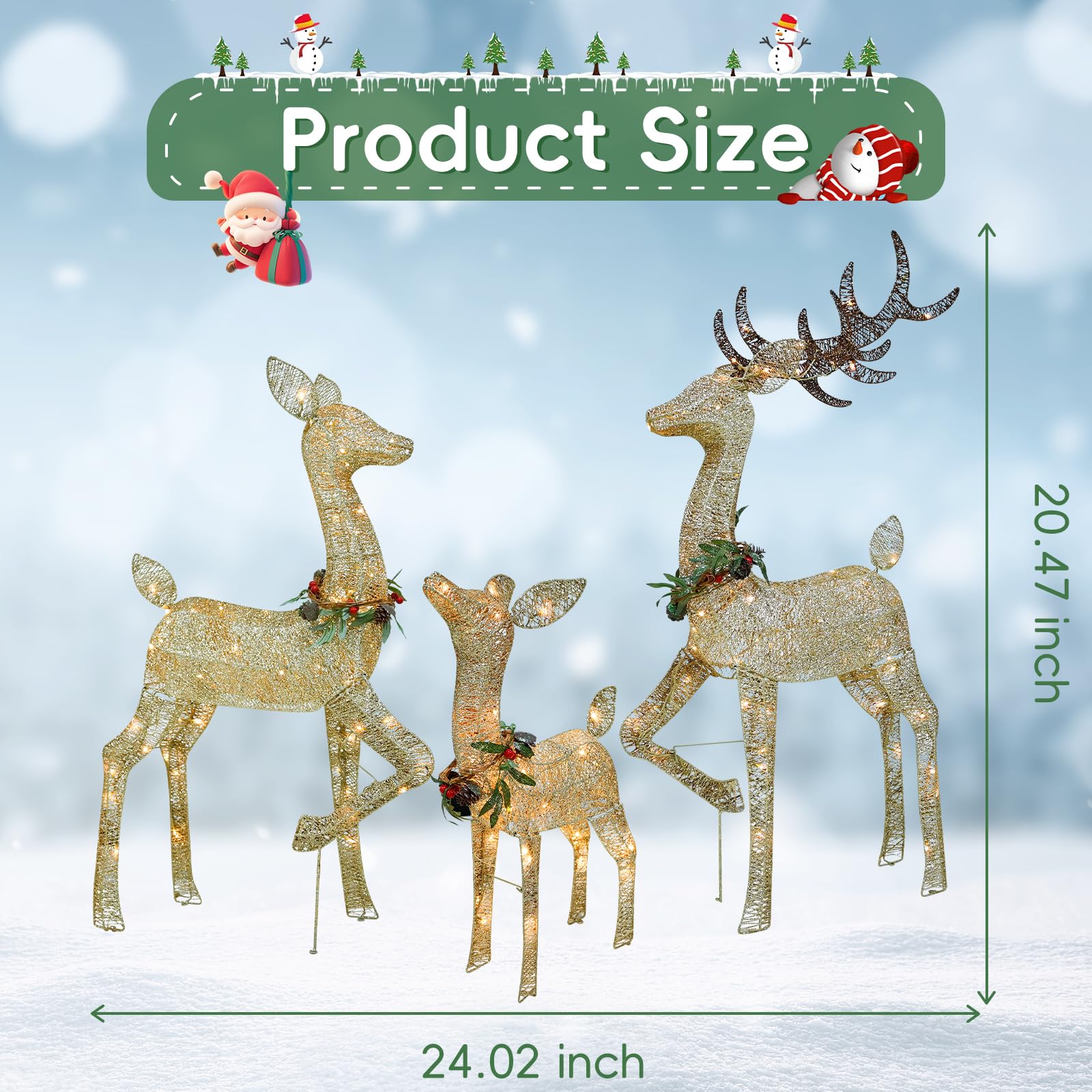 Weihnachten Hirsch Deko Set Echt 3D Weihnachten Rentier Haus mit LED Warmlicht 175 Festliche Atmosphäre Dekoration