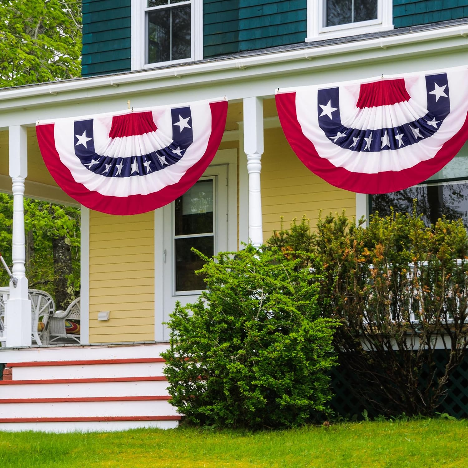 3 x 6 Ft Bunting Flags, Large Patriotic USA Pleated Fan Flags, 4th of July Decorations Bunting Banner Half Fan Flag for Independence Day Memorial Day Outdoor Home Door Yard Decor (Set of 4) - Image 8