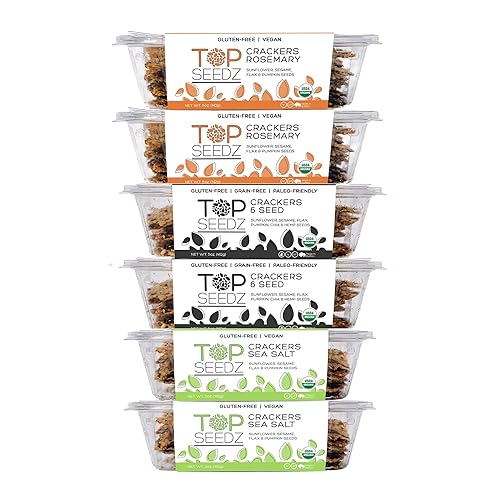 Vista 43 de Top Seedz Galletas de 6 semillas orgánicas certificadas sin gluten, paquete de 6 unidades, 5 onzas, galletas veganas saludables con proteína a base