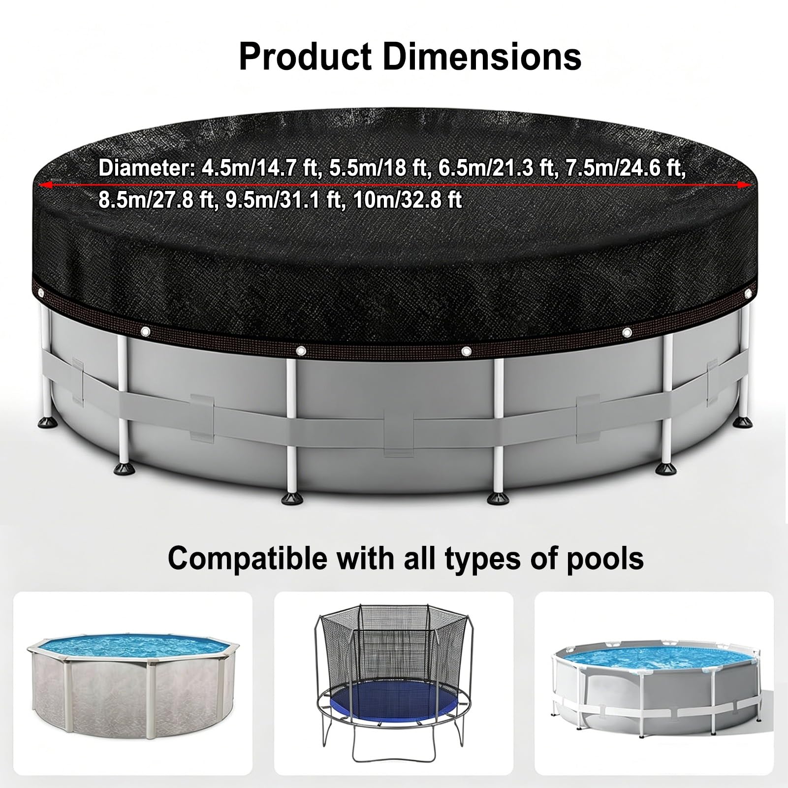 Cubierta Red Hojas Piscina,Red de Seguridad Piscina Malla Fina,Malla Redondas para Leaves,Protección Multiusos para Piscinas,Piscinas Enterradas O Elevadas,Captura De Hojas Y Desechos