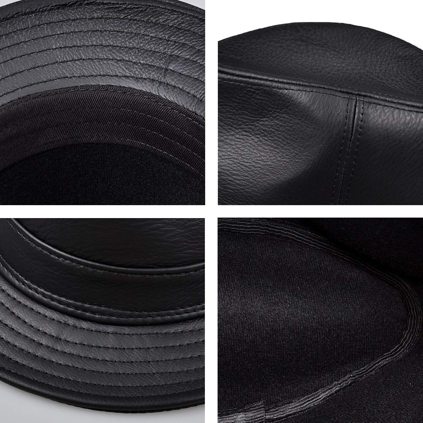 Sombreros de invierno, cuero para hombre Sombrero de jazz Gentleman Hats Cowhide Short Brim Cowboy Party Bowler Fedora Trilby Hat