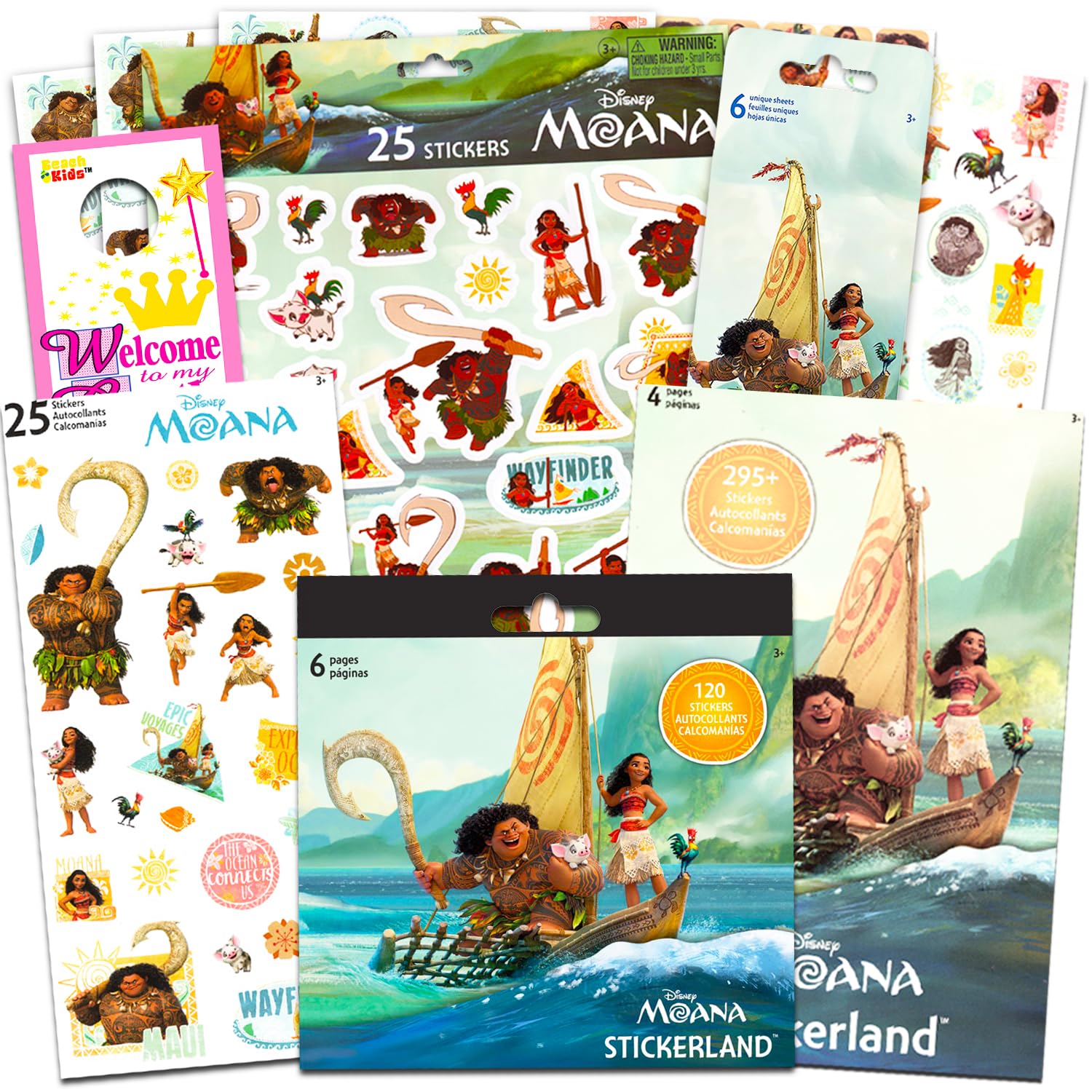 Disney Bulk Moana Stickers Variety Pack for Kids - Bundle with 500+ Moana Stickers for Girls Birthday Party Goodie Bags Moana Party Supplies Set