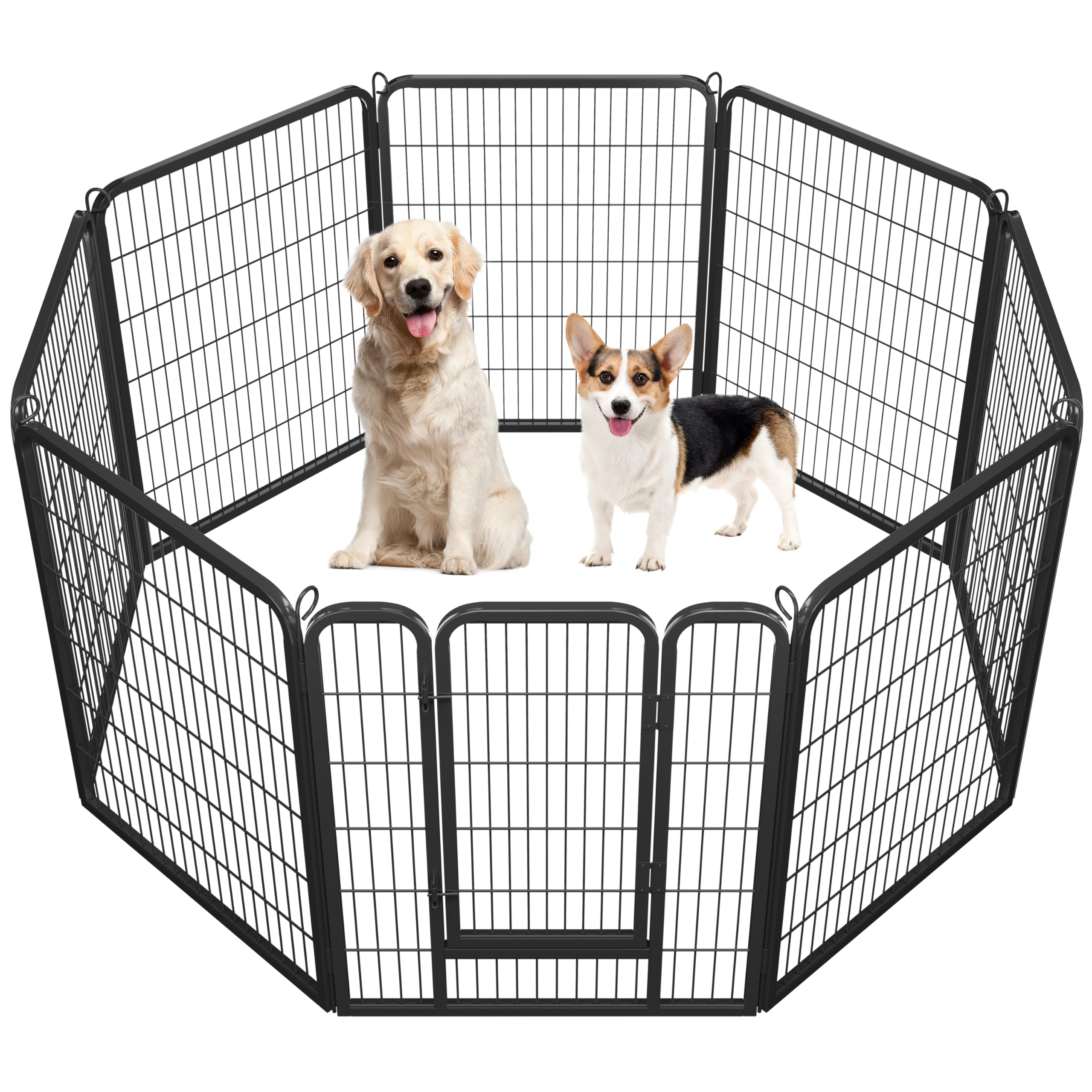 Yaheetech 8 Panneaux Enclos Parc pour Petit Animal Chien Chiot Lapin Canard Exterieur avec Porte 80 x 100 cm