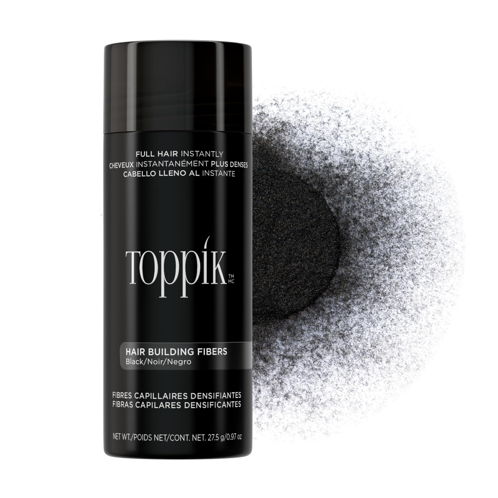 Toppik Fibras Capilares Negro, Fibras de Queratina para Crear más Densidad en el Cabello de Forma Inmediata, Adulto Unisex, 27,5 g