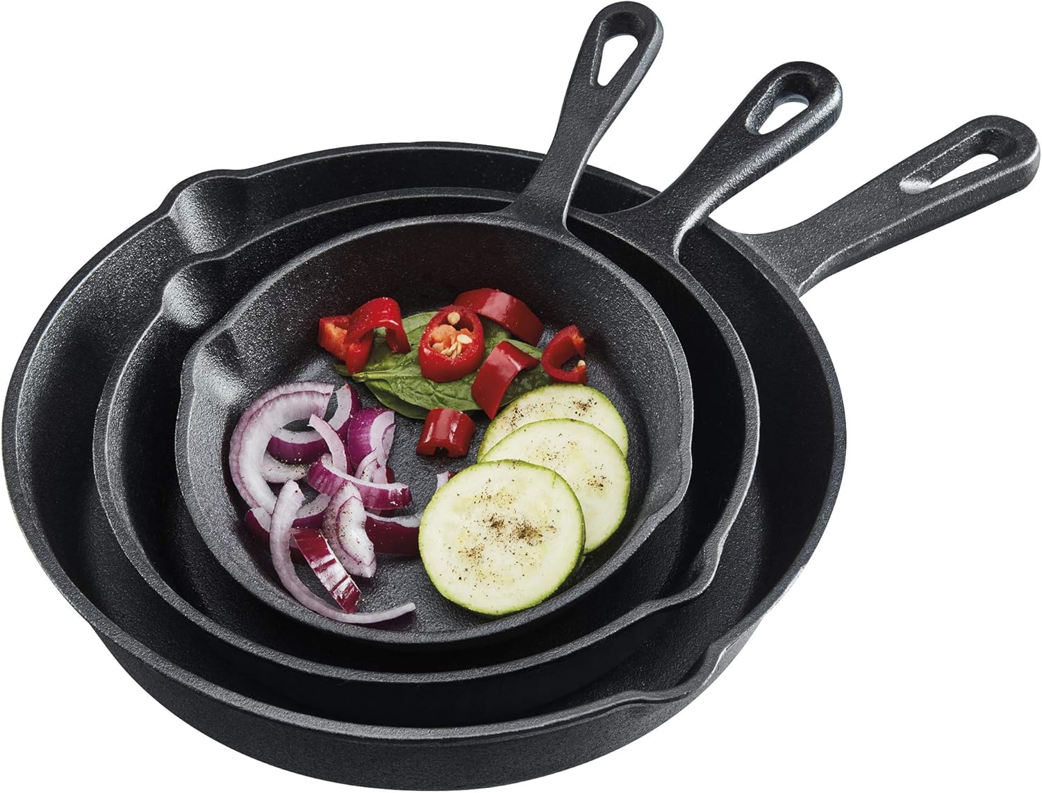 Cooks Professional 3 Piece Set of PreSeasoned CastIron Frying Pans, NonStick Surface, 10” 8