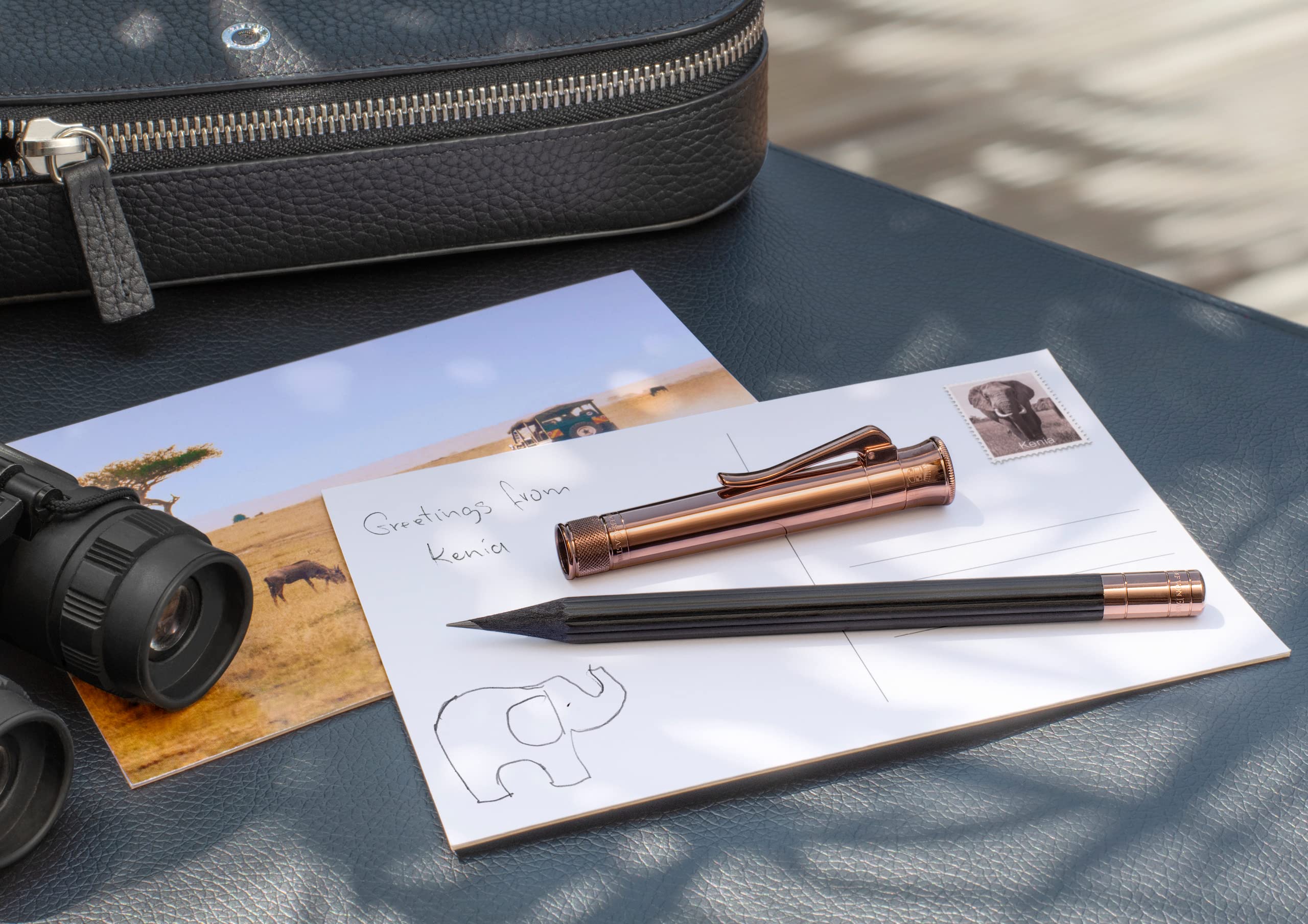 Graf von Faber-Castell 118536 - Matita perfetta marrone, durezza B, con temperino incorporato, gomma e cappuccio per l'allungamento