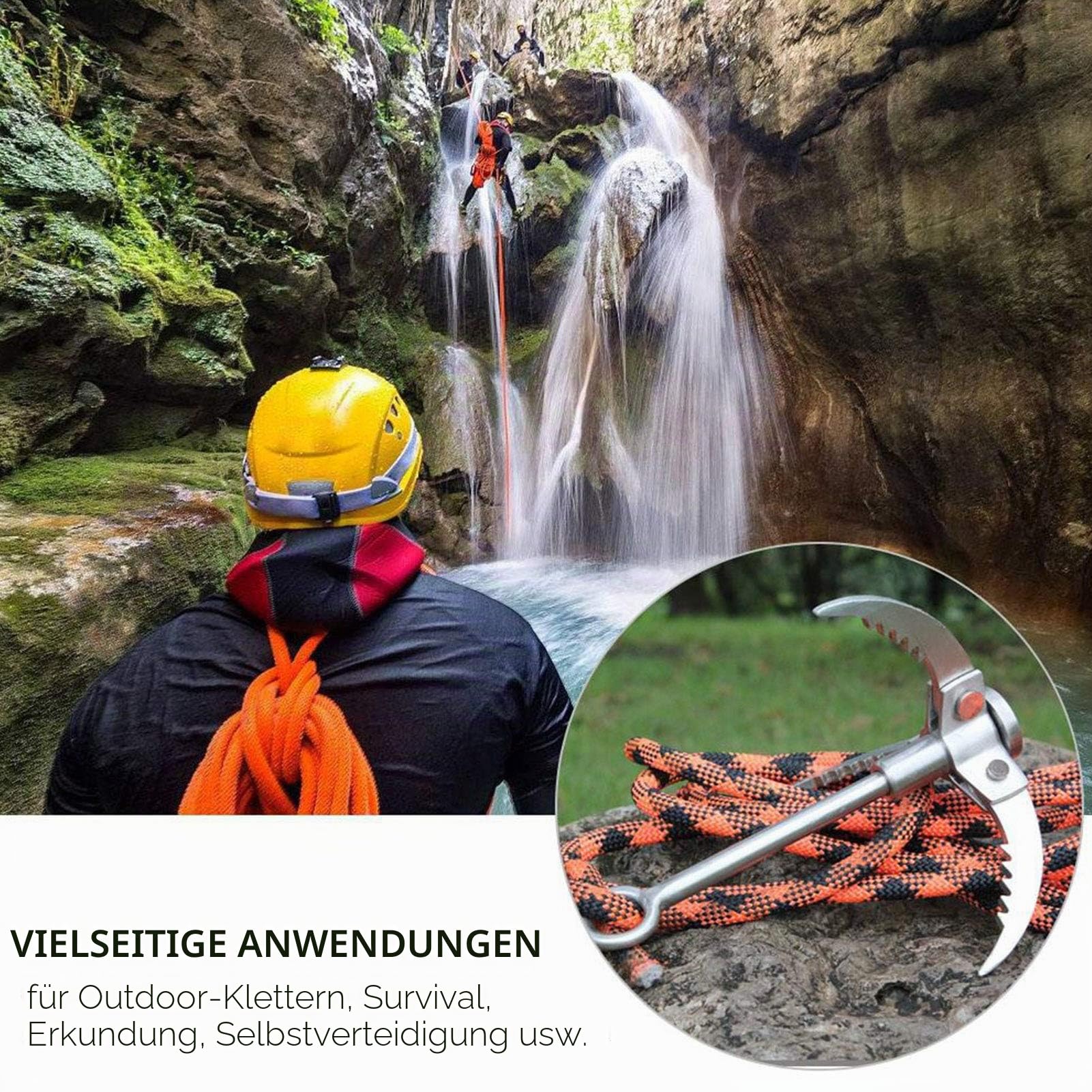 Topyond Edelstahl Kletterklaue, Zusammenklappbar, 3 Klauen Greifhaken | Kletterklaue Klapphaken, Edelstahl Outdoor Grappling Hook Für Outdoor Camping Wandern Baumklettern
