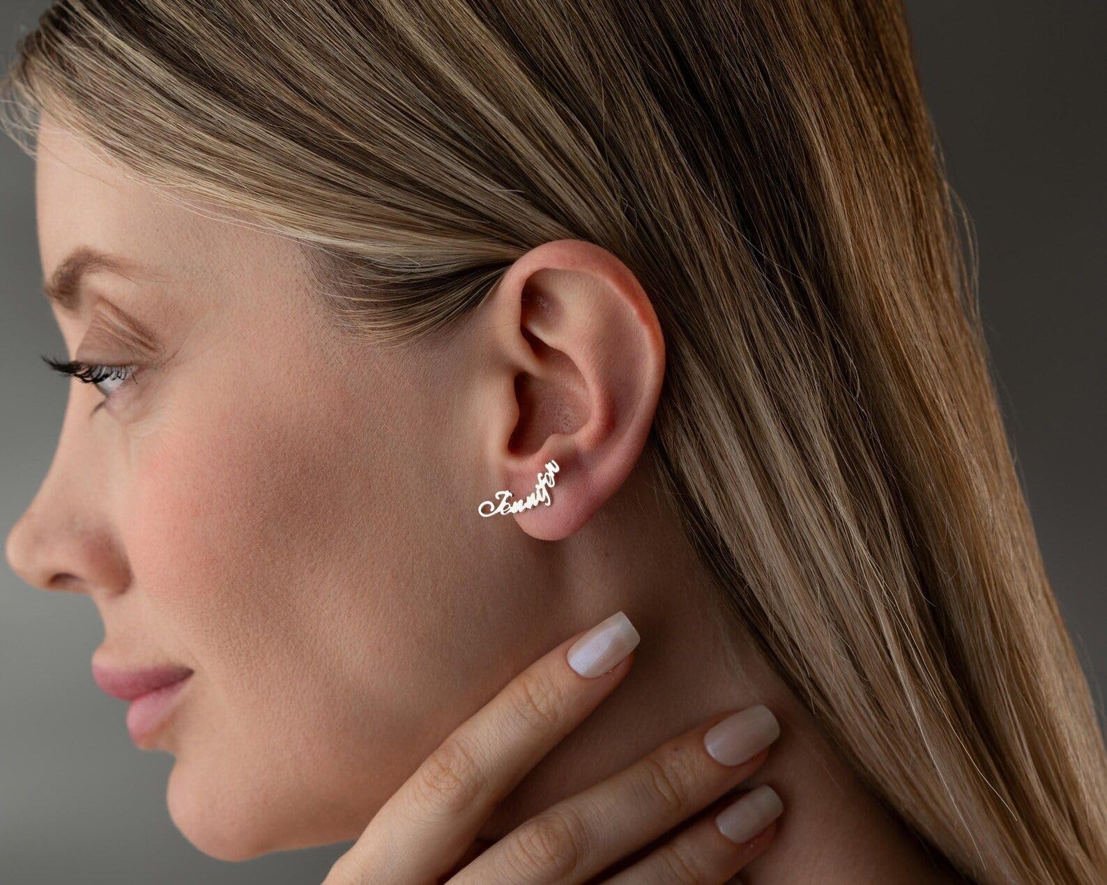 Plata de ley 925 nombre Pendientes joyería manuscrita personalizada delicado para letra