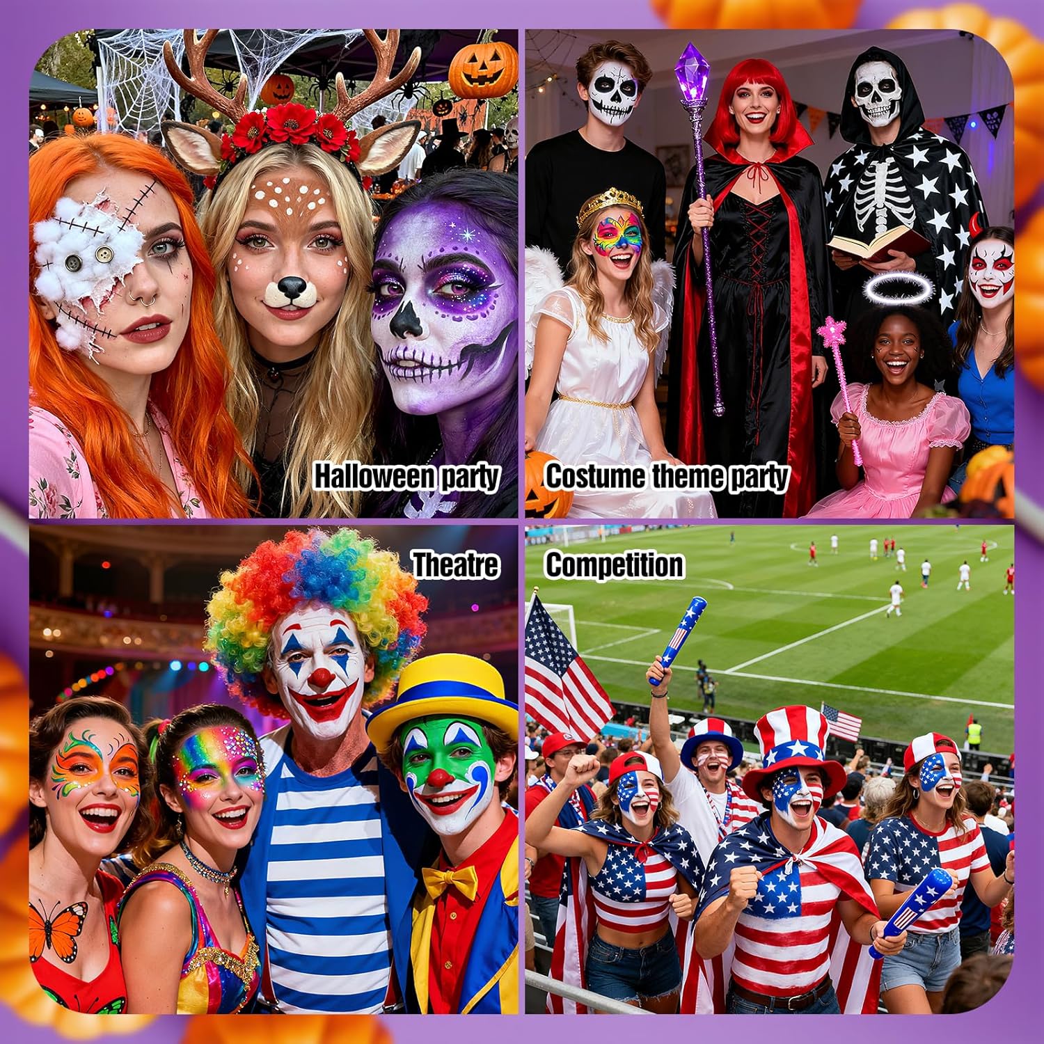 Black White and Green Face Paint - Water-Based Non-Toxic Face Body Paint Kit for Witch Hulk Makeup, Full Coverage Washable Cream for Halloween Cosplay, Costume Parties, Stage Performances - Image 7