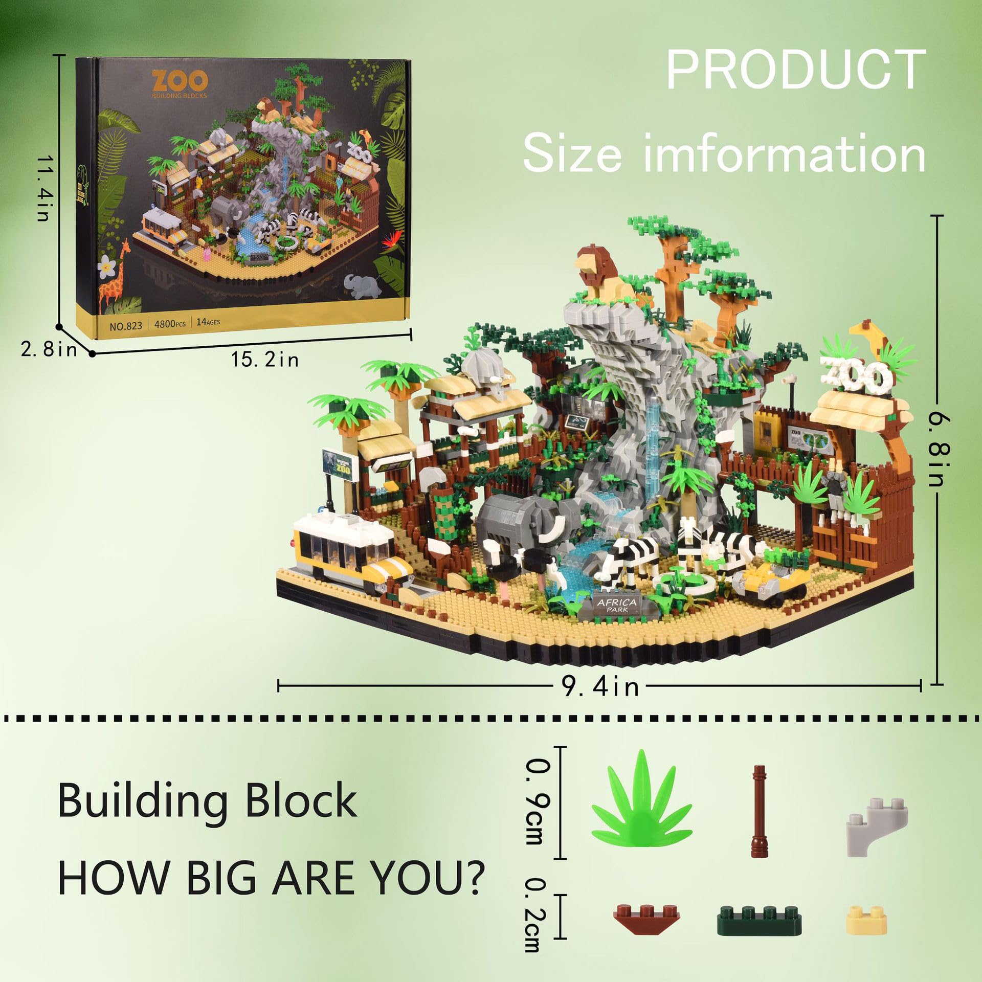 Minxtech Zoo Architektur Mini Baustein Bausatz, 4800 Teile Zoo Klemmbausteine Haus Modell, Micro Konstruktionsspielzeug Nicht Kompatibel mit Großen Marken