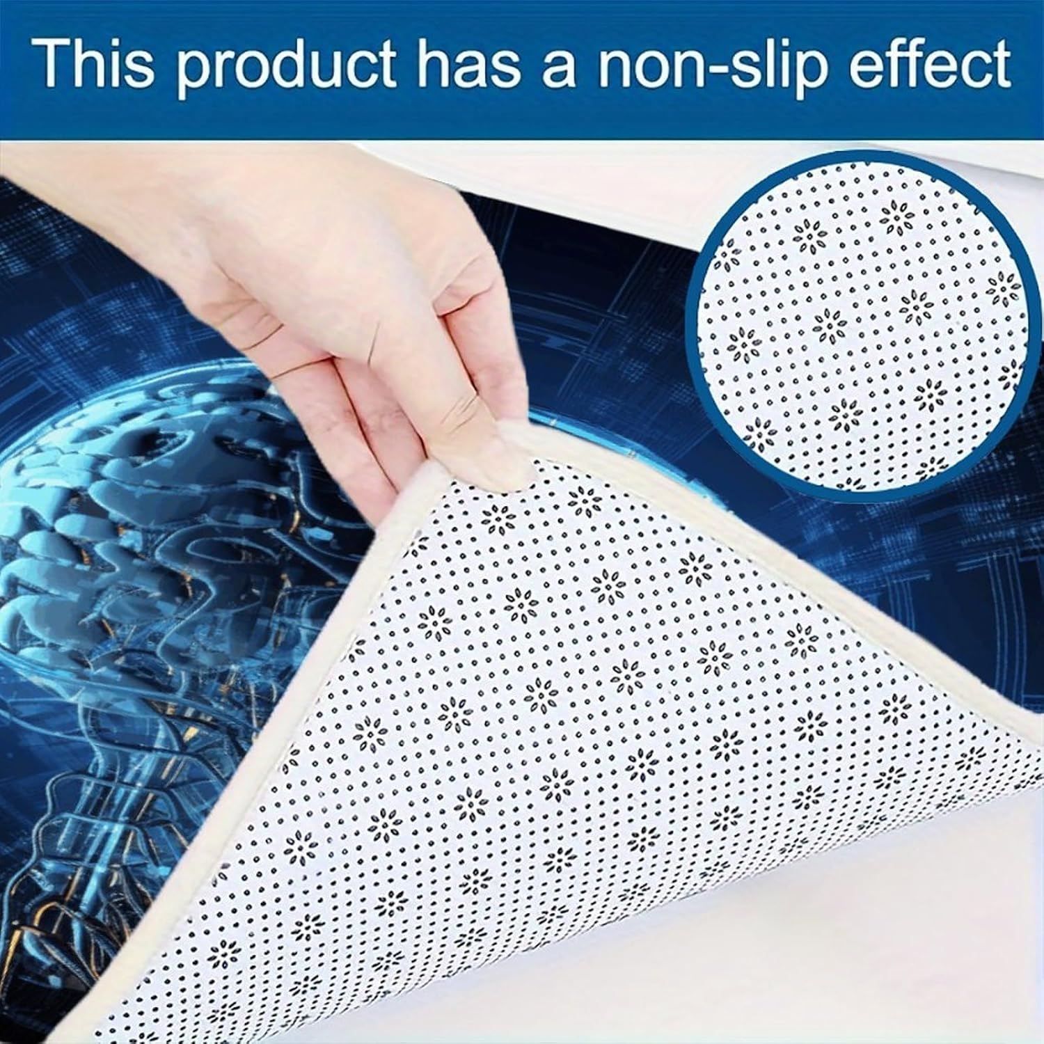 Artificial Intelligence Brain Kitchen Mat Washable Non Slip Rugs Soft Kitchen Mats for Floor Set of 2 PCS Cushioned Absorbent Runner Standing Rugs for Home Sink Laundry Office