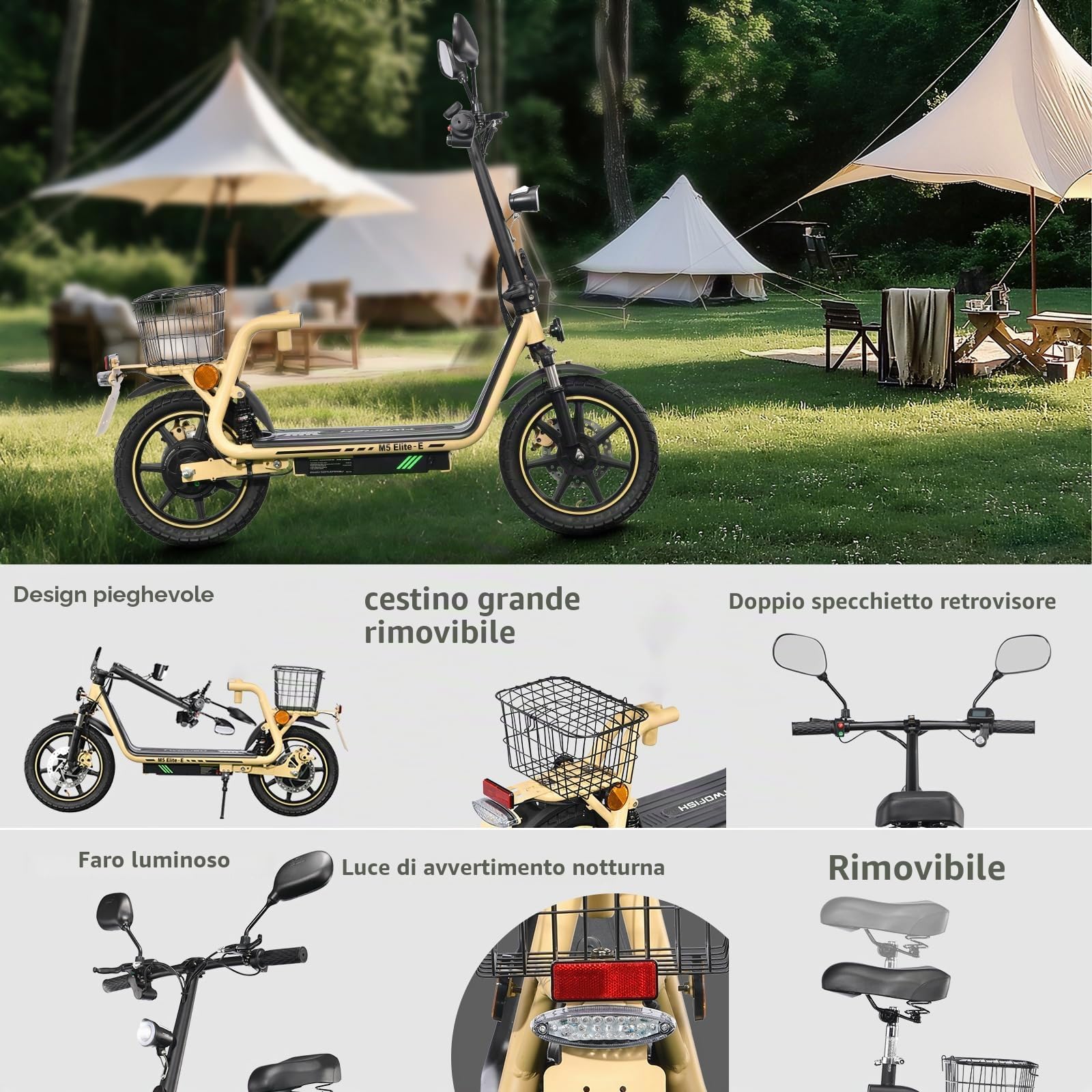 TWOFISH Monopattino Elettrico per Adulti, 14 Pollici Omologato per la Circolazione su strada (EEC), Motore da 500 W, Batteria da 48 V 13 Ah, Pneumatici, Portata 120 kg,