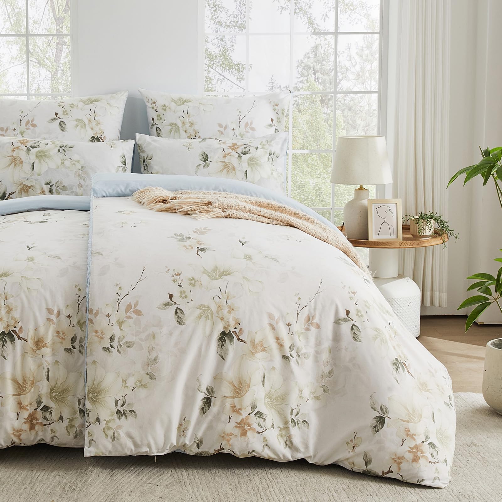 Qucover Single Duvet Cover Set 155x220 cm, 4-Piece Rustic Style White Bedding Set, Soft Microfiber Single Bed Duvet Cover with 2 Pillowcases 80x80 cm, Metal Zipper and Corner Ties