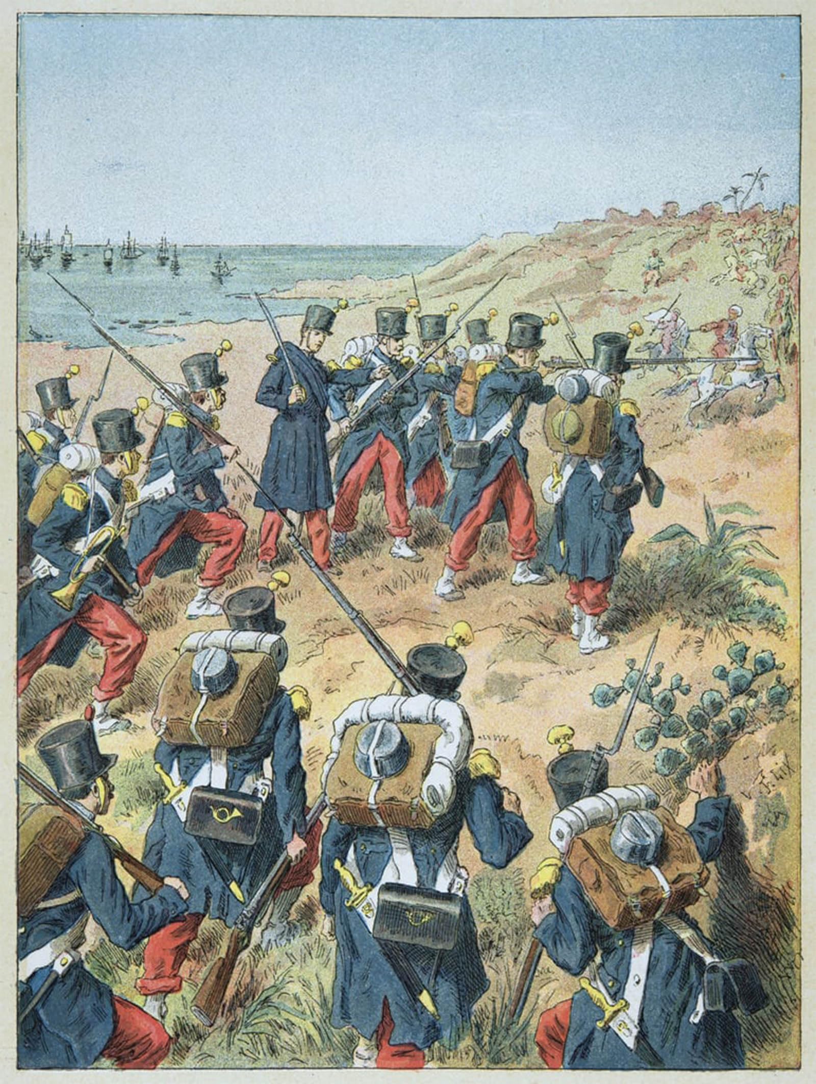 ARTXLXXBN Famous Painting Canvas Artwork Graffiti Print Debarking of the French in Algeria June by Frederic Theodore Lix Portrait Canvas Image for Home Decor 60x90cm