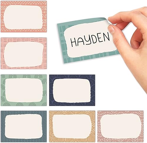 56 etiquetas de nombre boho para cubículos de aula, etiquetas autoadhesivas de nombre para niños, etiquetas de nombre para niños, etiquetas de