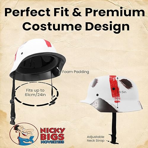 Vista 3 de Nicky Bigs Novelties Casco de médico alemán para disfraz, casco de plástico del ejército con cruz roja para cosplay, Halloween, teatro y recreación