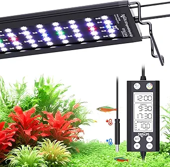 Seaoura Aquarium LED Light with Thermometer, 12-18 inch Full Spectrum, Programmable, Dimmable, Waterproof