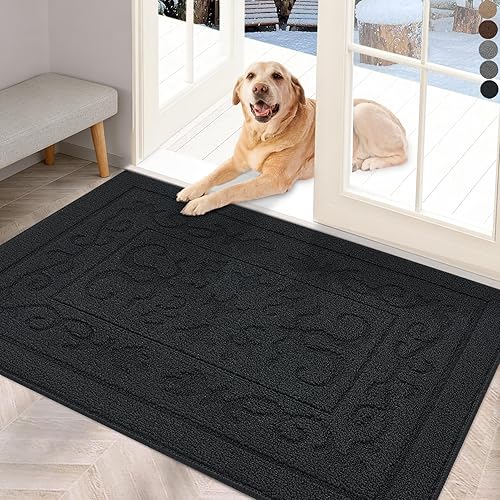 FONEYI Tapete para puerta de interior de 20" x 32", tapetes atrapasuciedad antideslizantes para entrada lavables, tapete de bienvenida absorbente