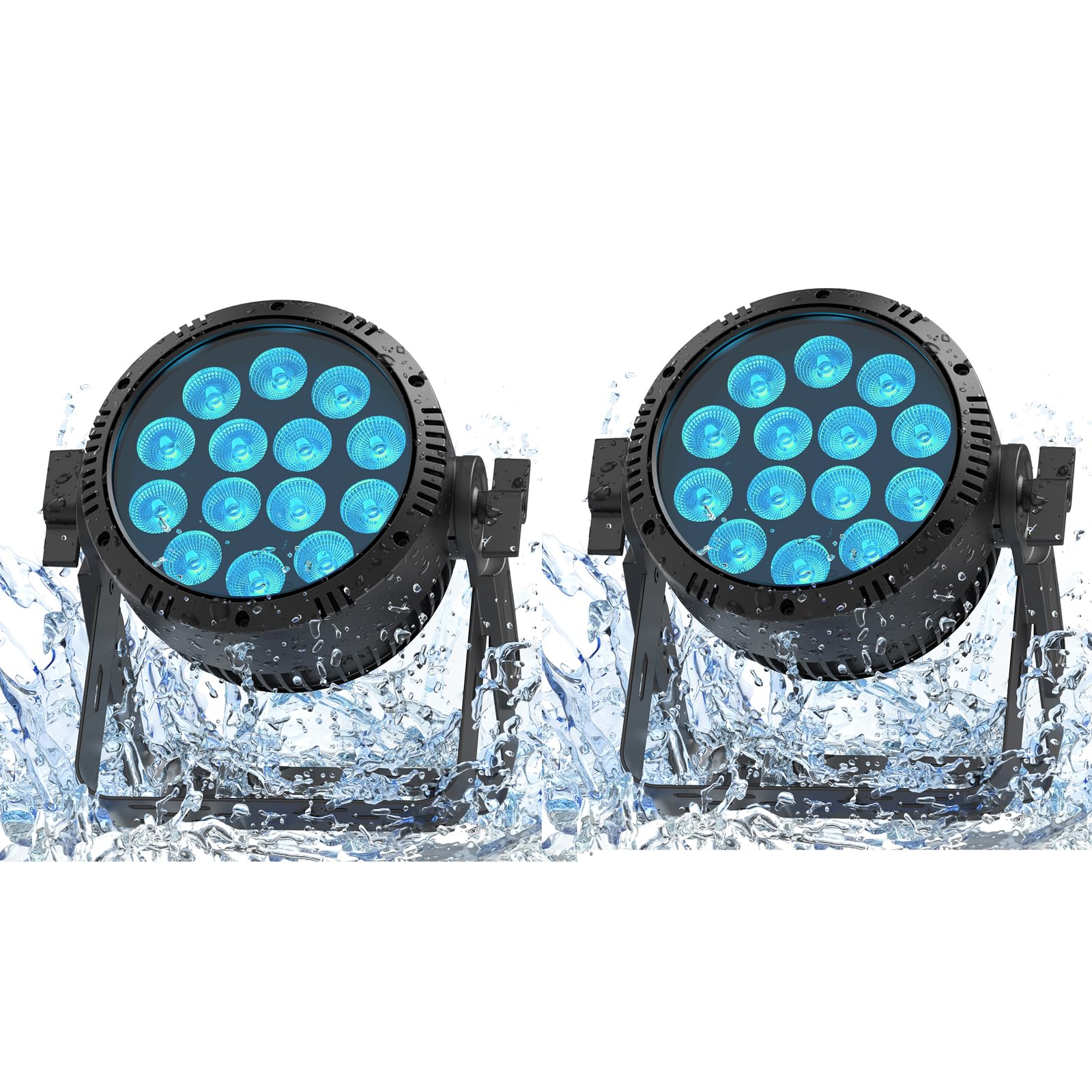 2PCS 210W Par LED IP65, RGBW 14 LED Luce Scena Impermeabili Controllo D MX 4/9CH, Dimmer 0-100% illuminazione da palco per Discoteca show Festa Scena Performance nei Giorni di Pioggia