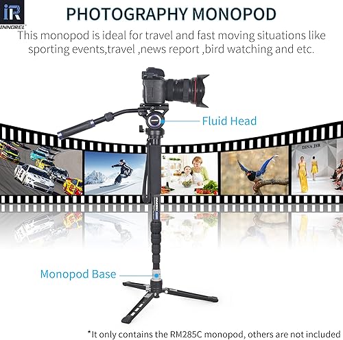 Vista 15 de Cámara de fibra de carbono Monopod INNOREL RM325C Profesional Portátil Compacto Ligero Viaje Monopod de 5 secciones para Canon Nikon Sony DSLR Tubo