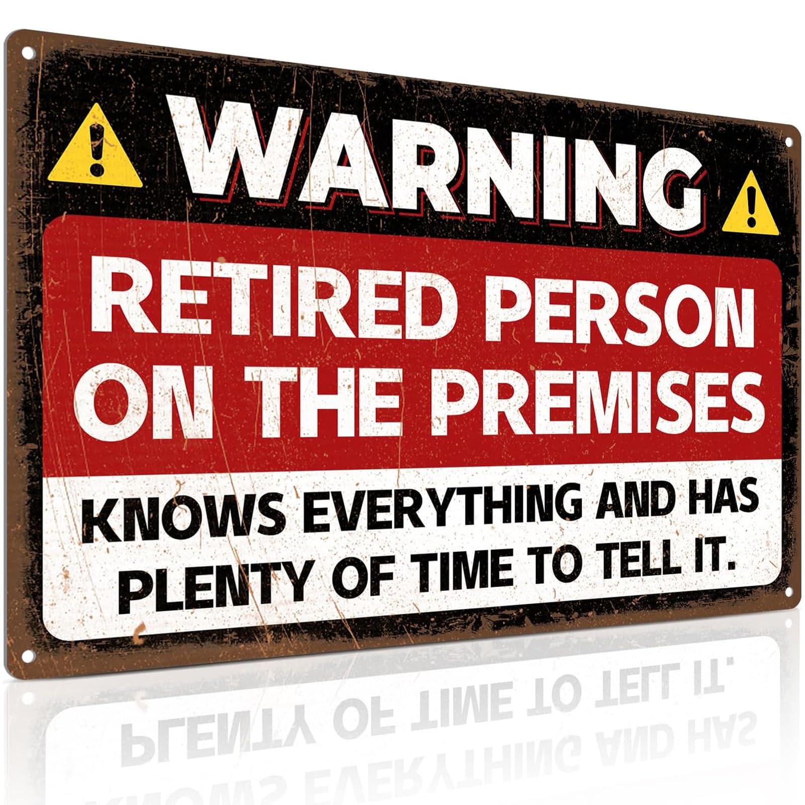 Yunlijia Women's Red Retirement Gifts For Men Metal Signs Happy Retirement Decorations Gift Ideas "Warning Reti Person On The Premises" Suitable For Colleagues, Friends Family Work Partners And Superiors 30X20cm