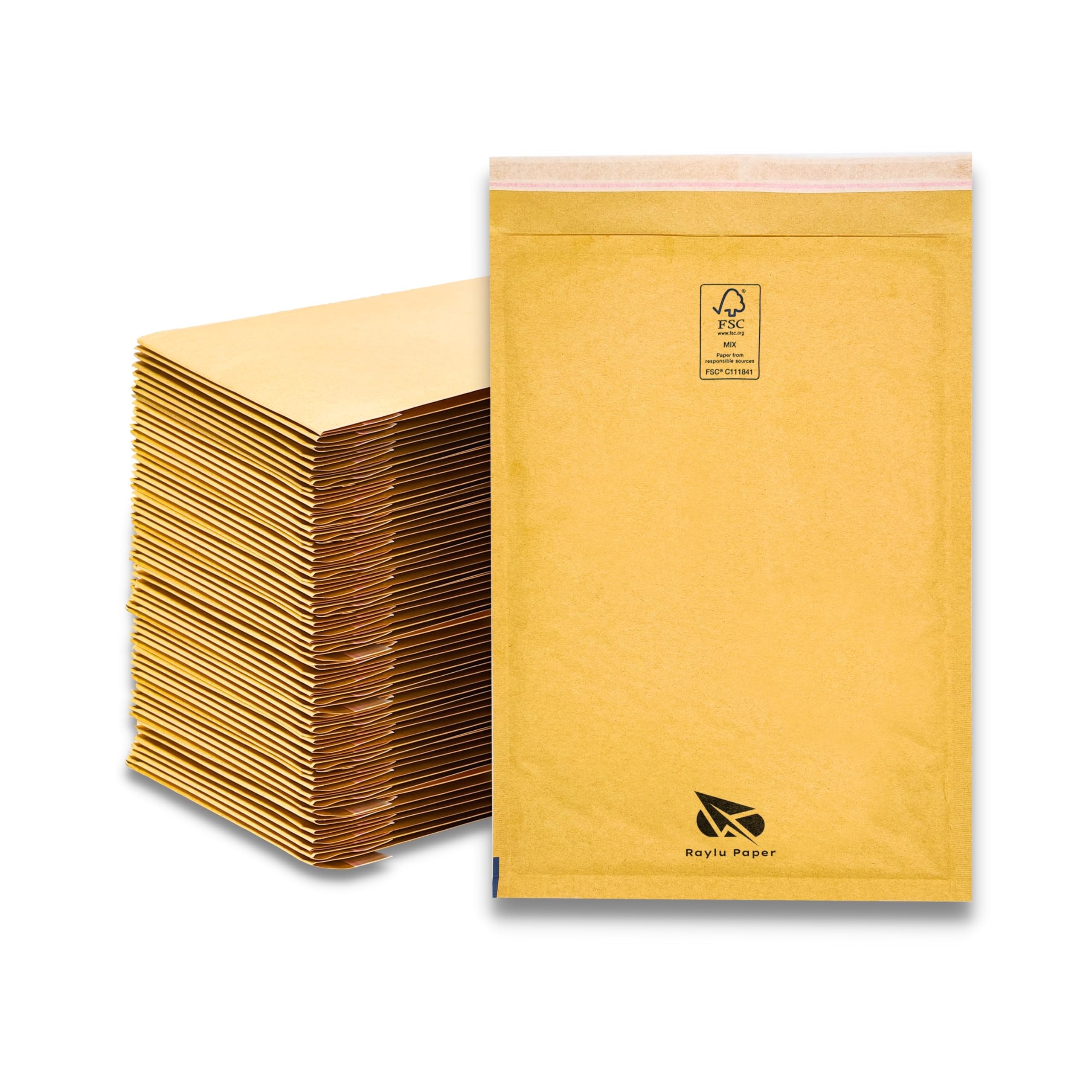 Raylu Paper® - Opakowanie 100 pakowanych kopert bąbelkowych z samoprzylepnym zapięciem, wyściełane koperty Kraft do wysyłki w kolorze brązowym 100 sztuk (180x260 mm)