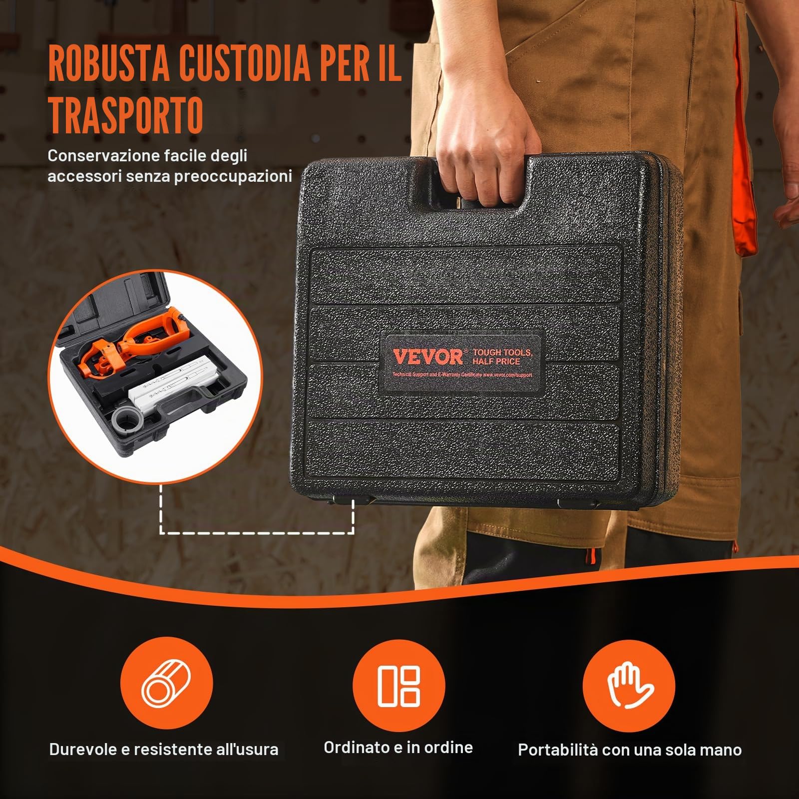 VEVOR Trapano a colonna per mortasa, 4 punte da trapano, set di localizzazione punte da trapano da banco, utensili per mortasa e tenone con 5 boccole, per la lavorazione del legno