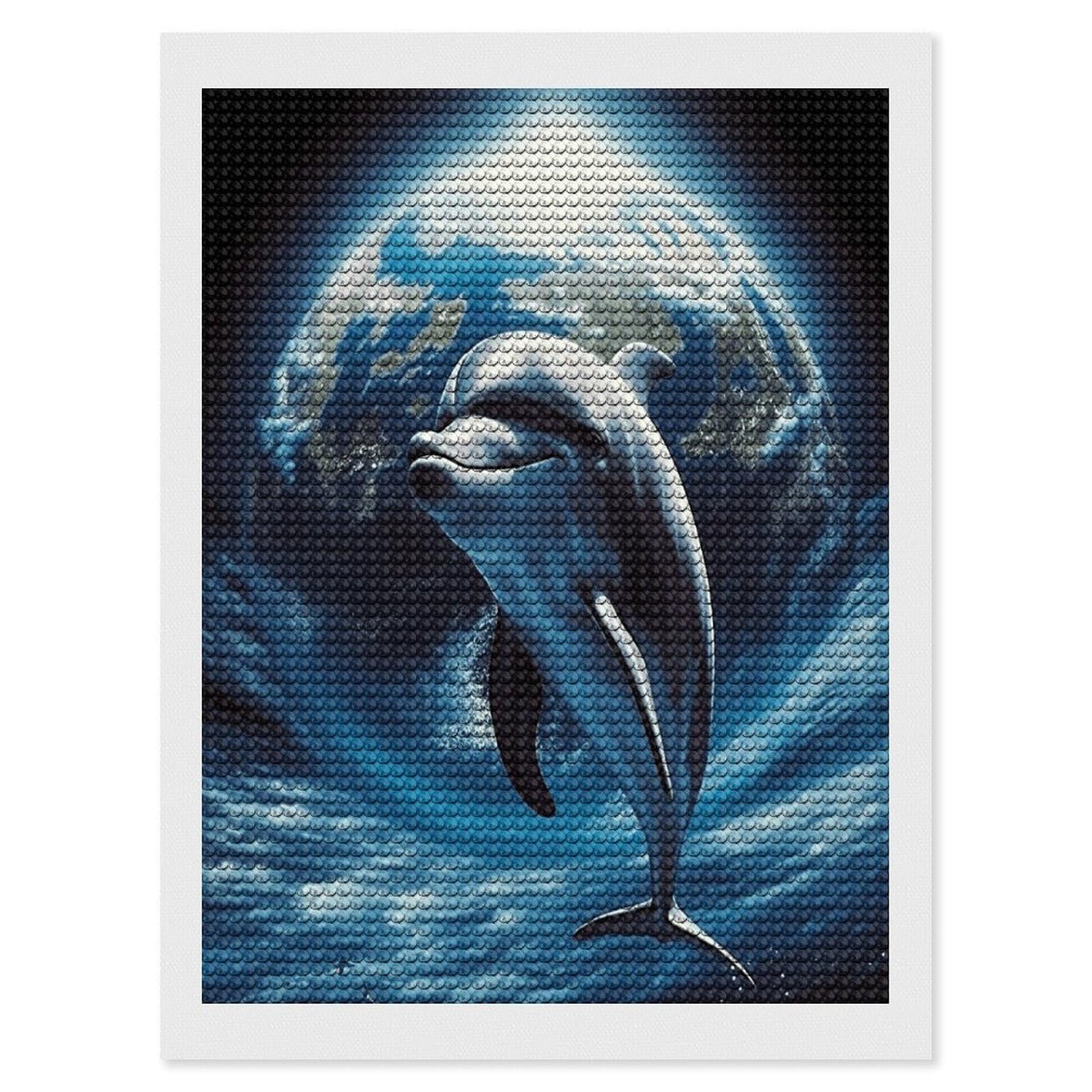 JTREHY Dolphin Earth Diamond Art Kits Personalized DIY Round Diamond Painting Kits for Beginner Full Drill Diamonds Dots Paintings for Adults Gem Art Crafts Home Decor