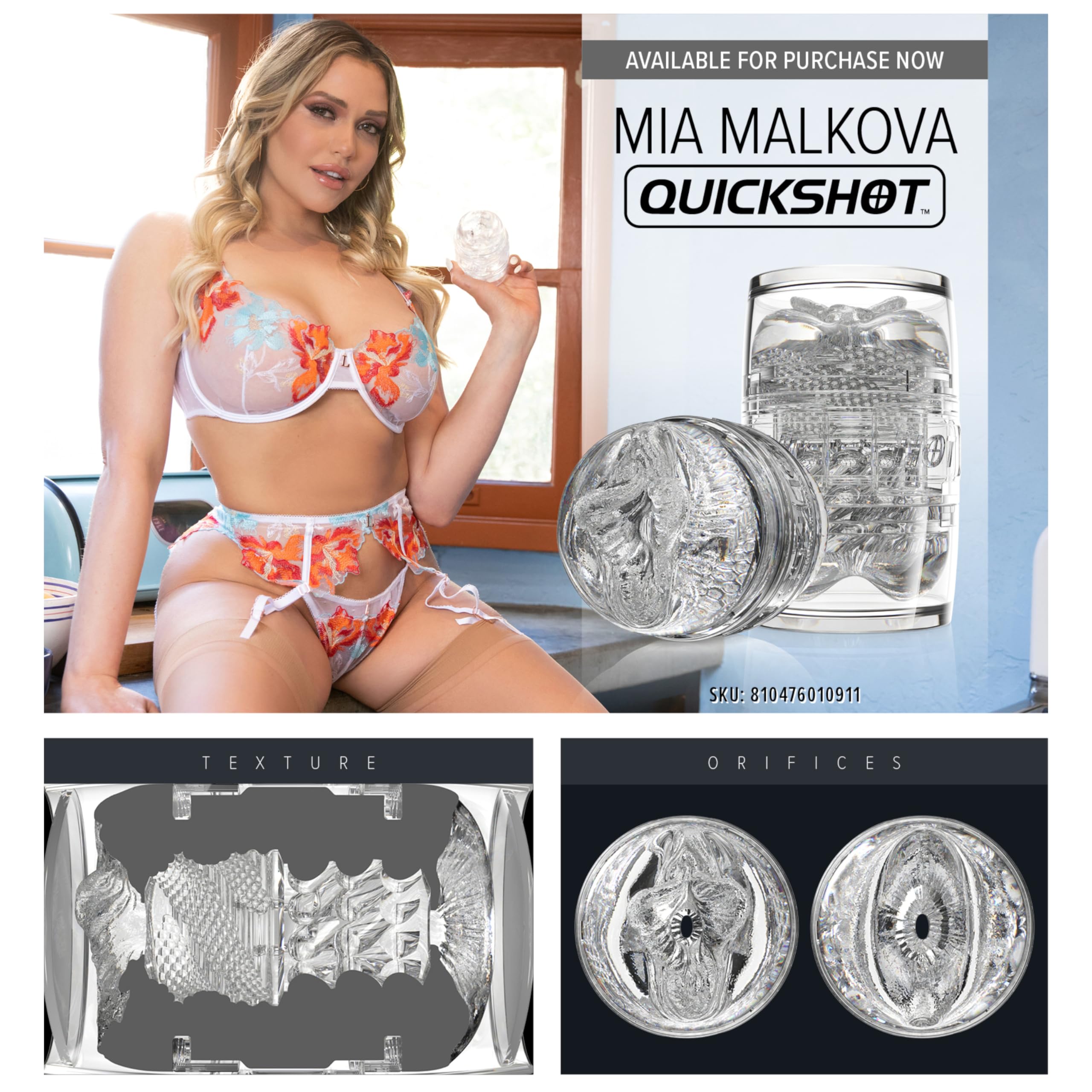 Fleshlight Quickshot Mia Malkova Masturbatore per Uomini; Giocattoli Sessuali Premium per Uomini e Giocattoli Sessuali Maschili